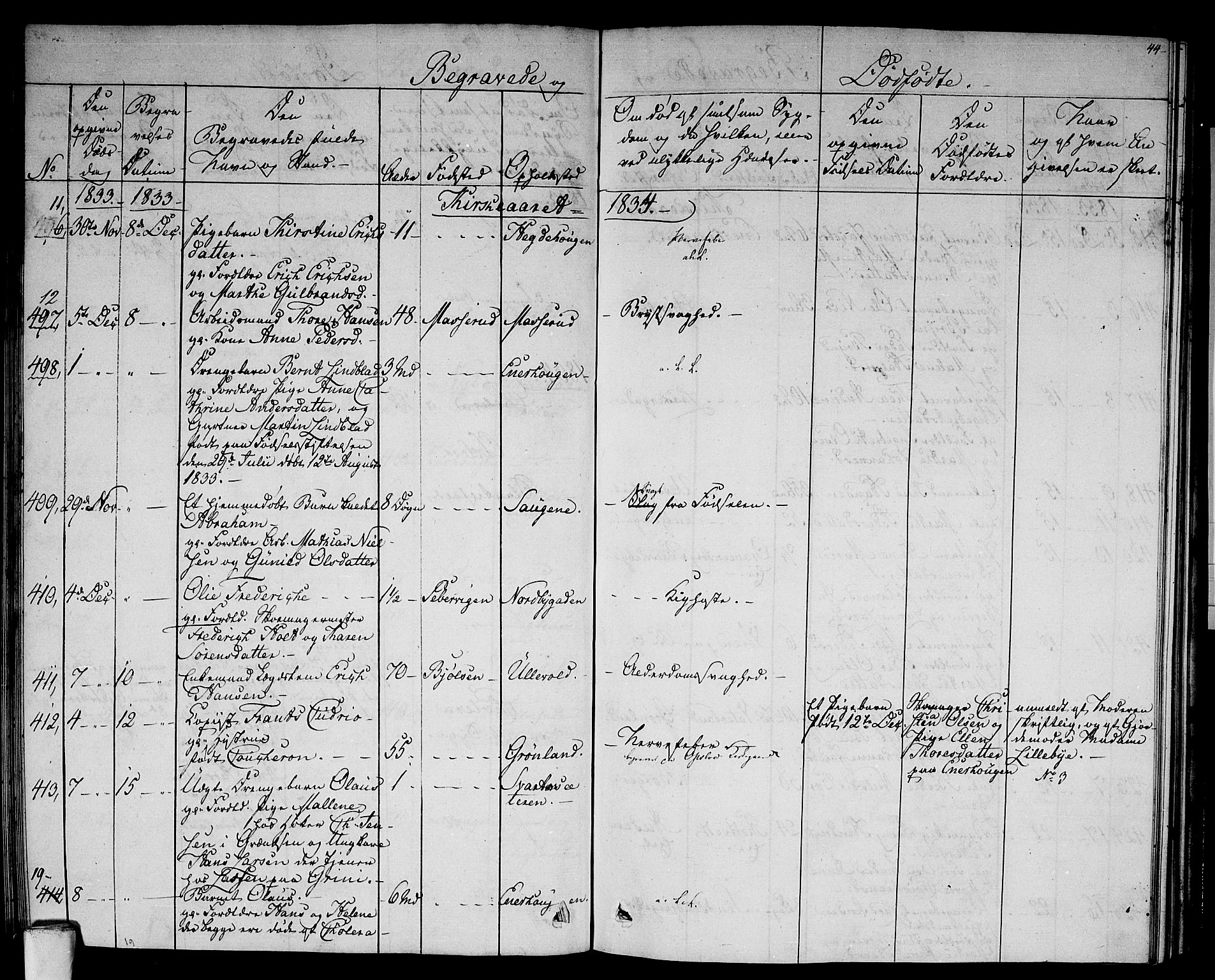 Aker prestekontor kirkebøker, SAO/A-10861/F/L0015: Parish register (official) no. 15, 1832-1836, p. 44
