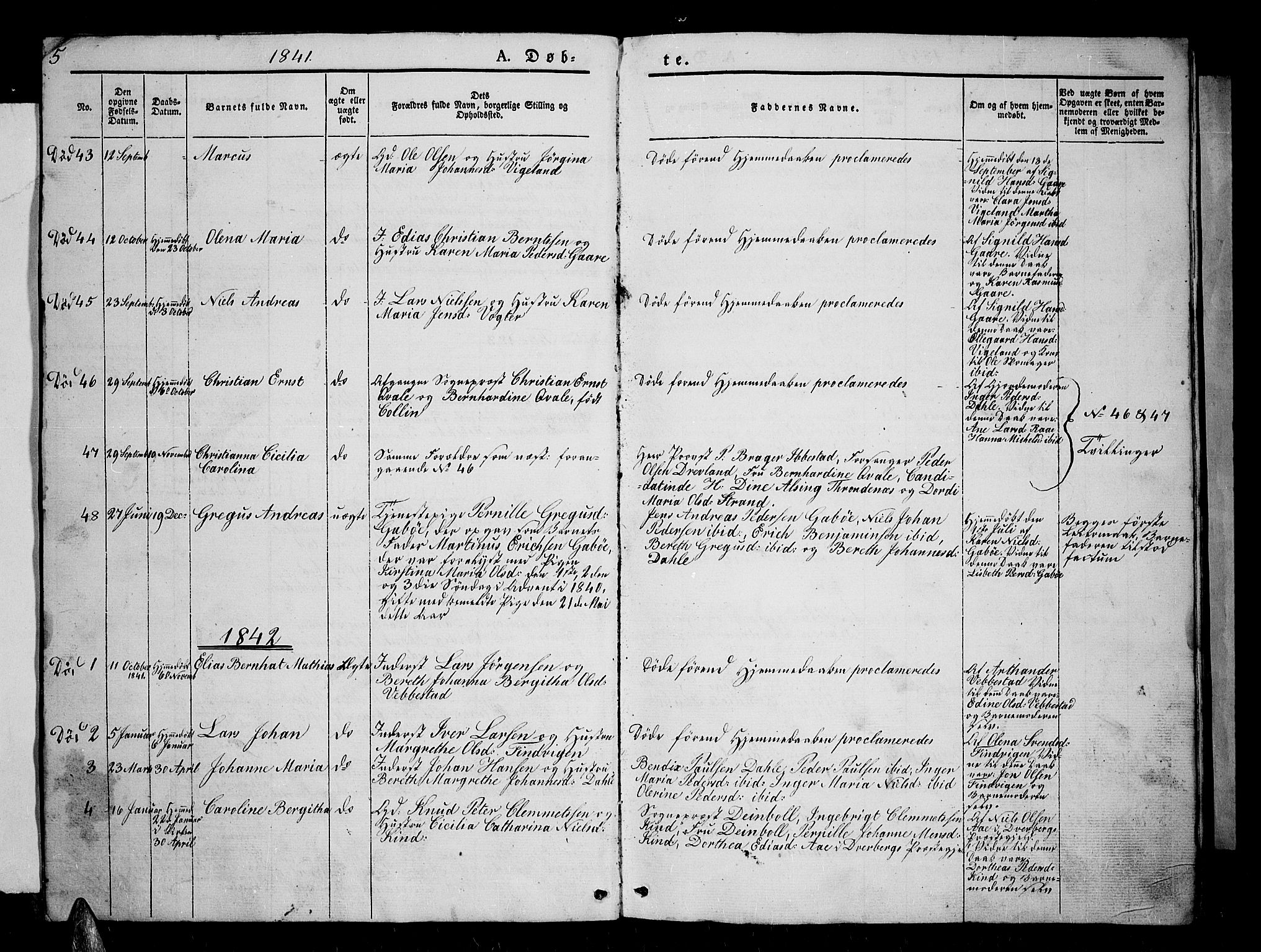 Kvæfjord sokneprestkontor, AV/SATØ-S-1323/G/Ga/Gab/L0002klokker: Parish register (copy) no. 2, 1841-1855, p. 5