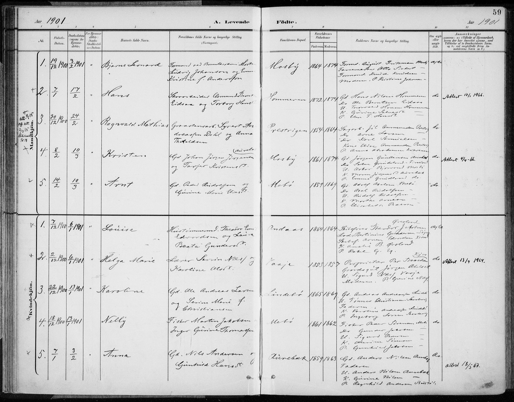 Oddernes sokneprestkontor, SAK/1111-0033/F/Fa/Faa/L0010: Parish register (official) no. A 10, 1897-1911, p. 59