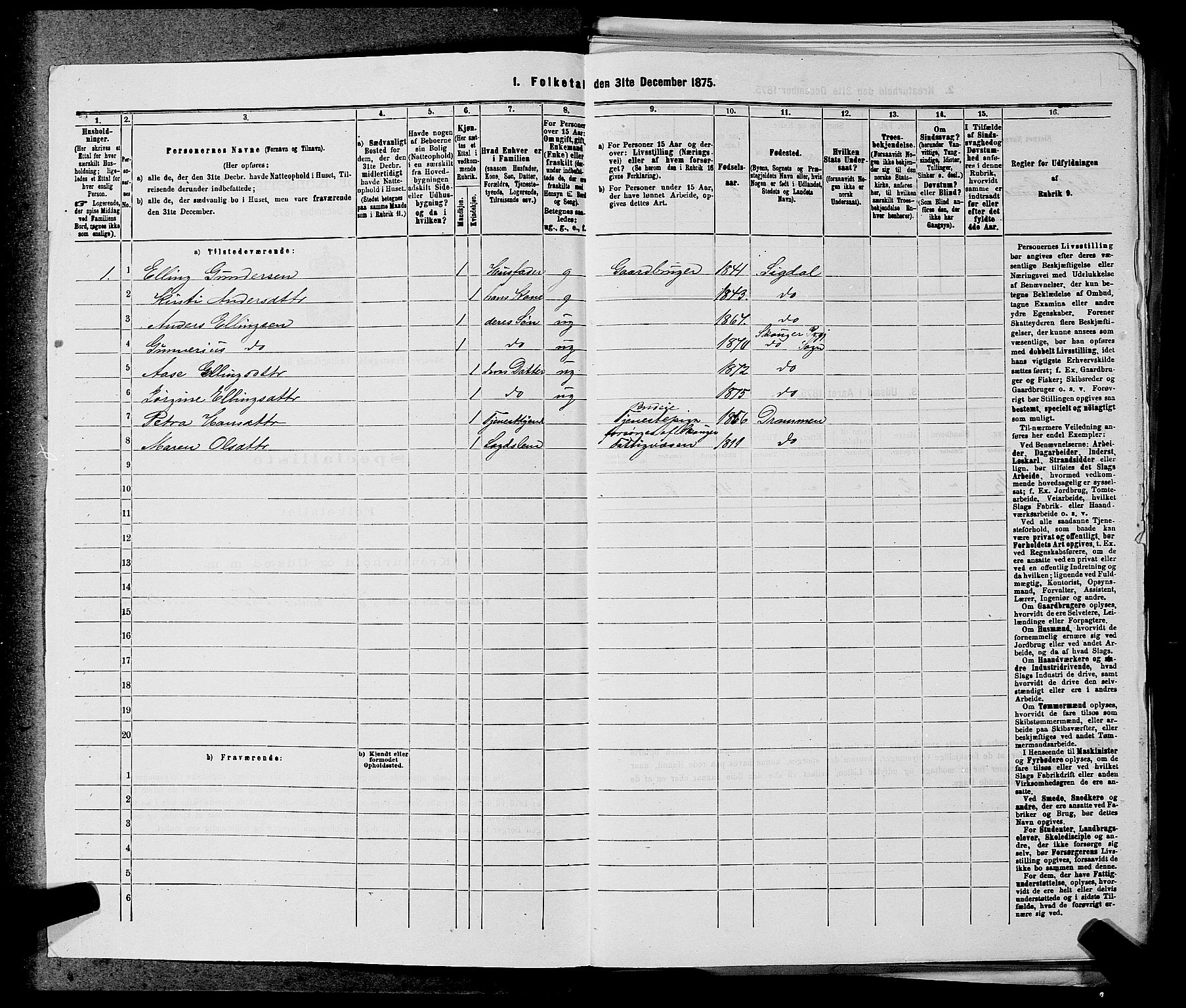 SAKO, 1875 census for 0712P Skoger, 1875, p. 398