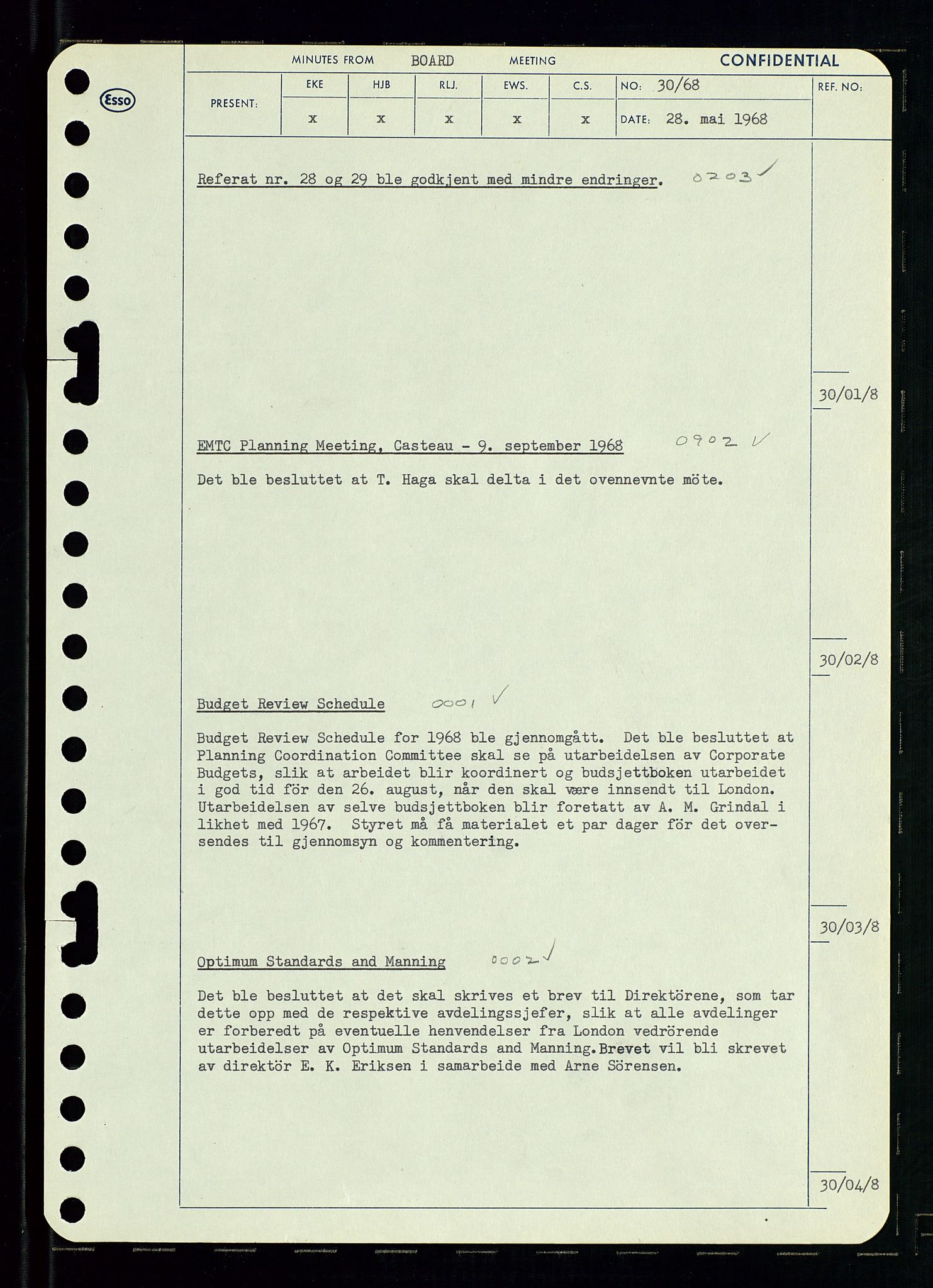 Pa 0982 - Esso Norge A/S, AV/SAST-A-100448/A/Aa/L0002/0004: Den administrerende direksjon Board minutes (styrereferater) / Den administrerende direksjon Board minutes (styrereferater), 1968, p. 50