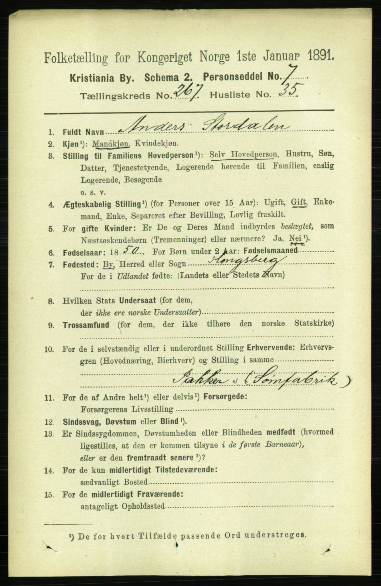 RA, 1891 census for 0301 Kristiania, 1891, p. 161917