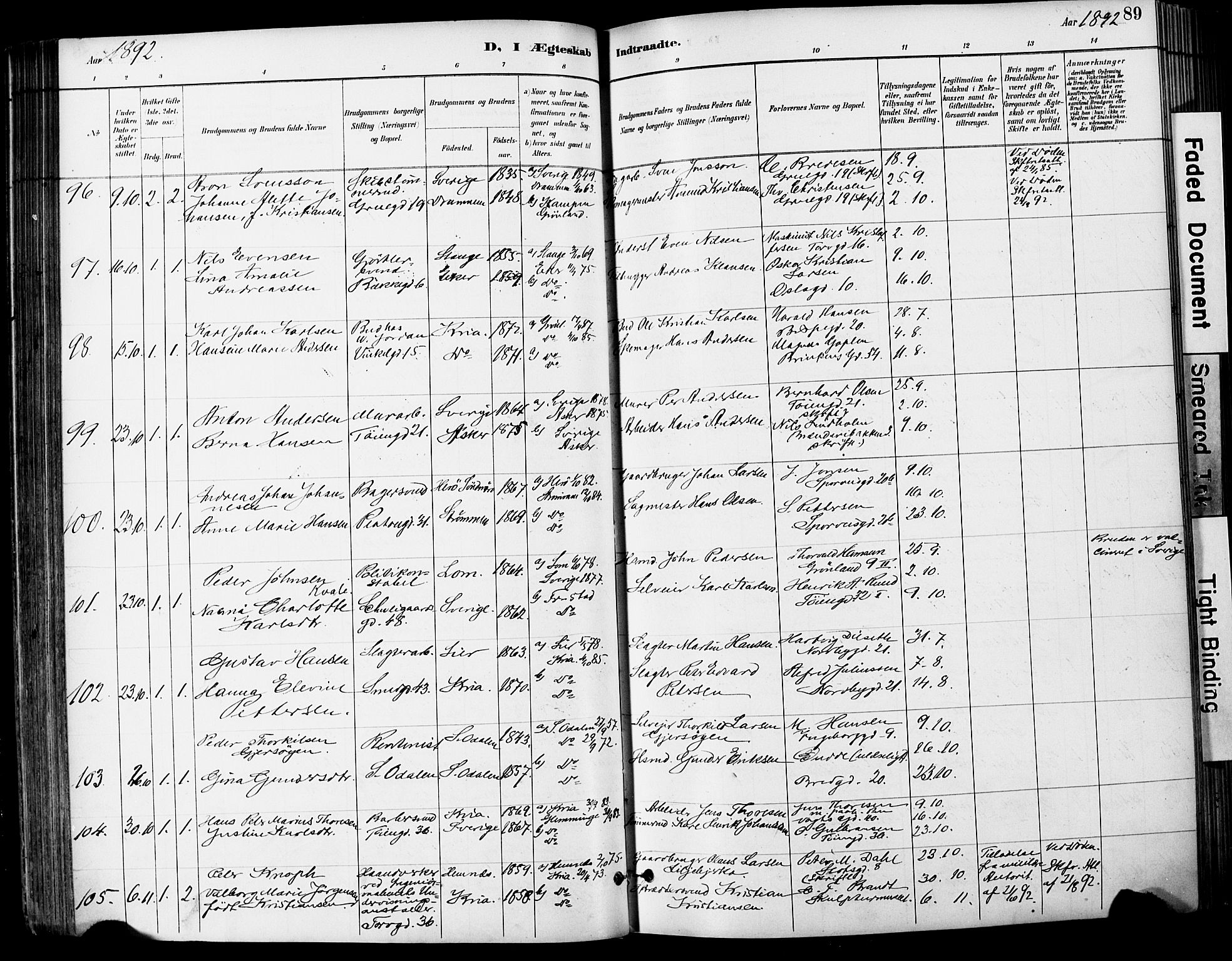 Grønland prestekontor Kirkebøker, AV/SAO-A-10848/F/Fa/L0013: Parish register (official) no. 13, 1887-1906, p. 89