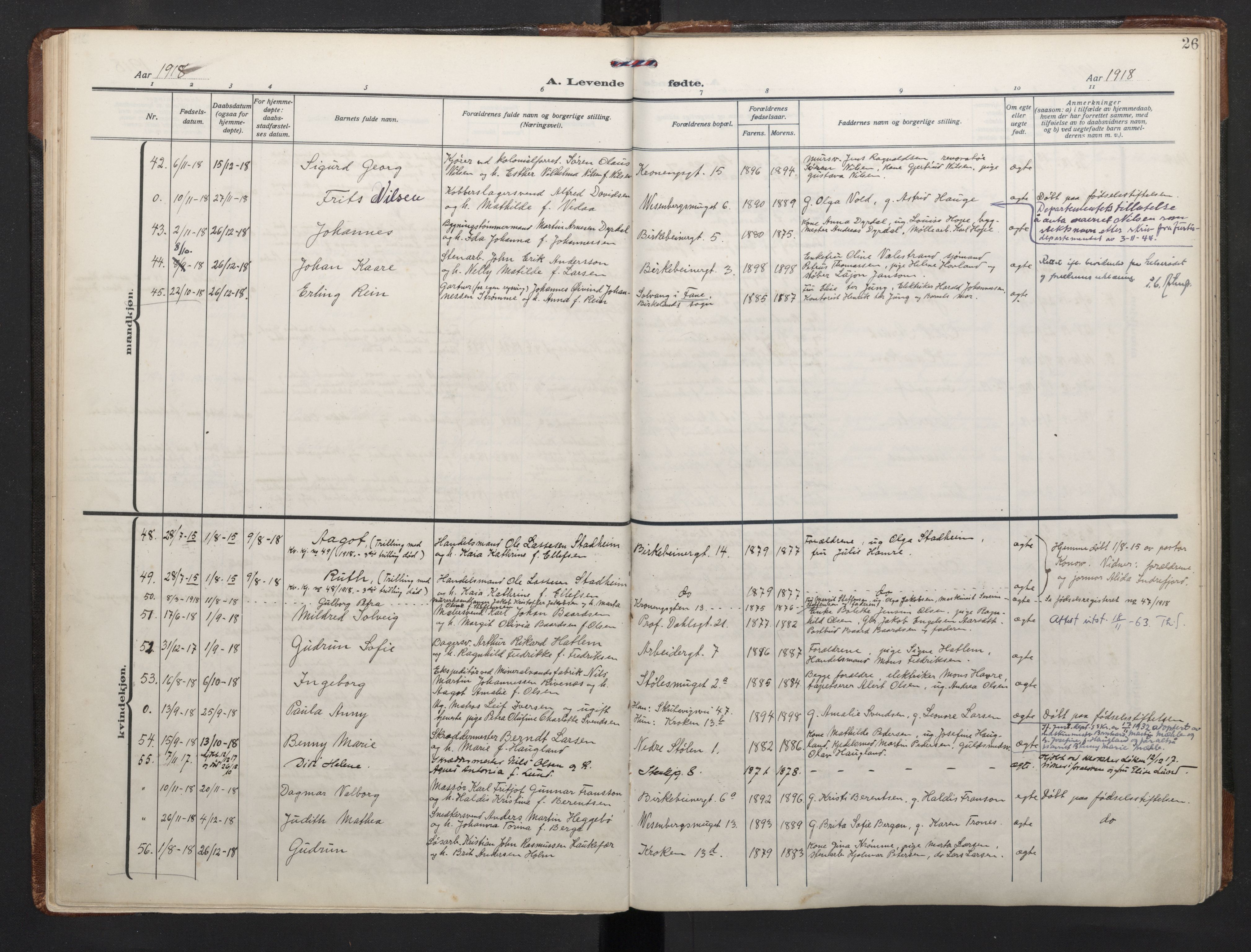 Mariakirken Sokneprestembete, AV/SAB-A-76901/H/Haa/L0011: Parish register (official) no. B 2, 1916-1934, p. 25b-26a