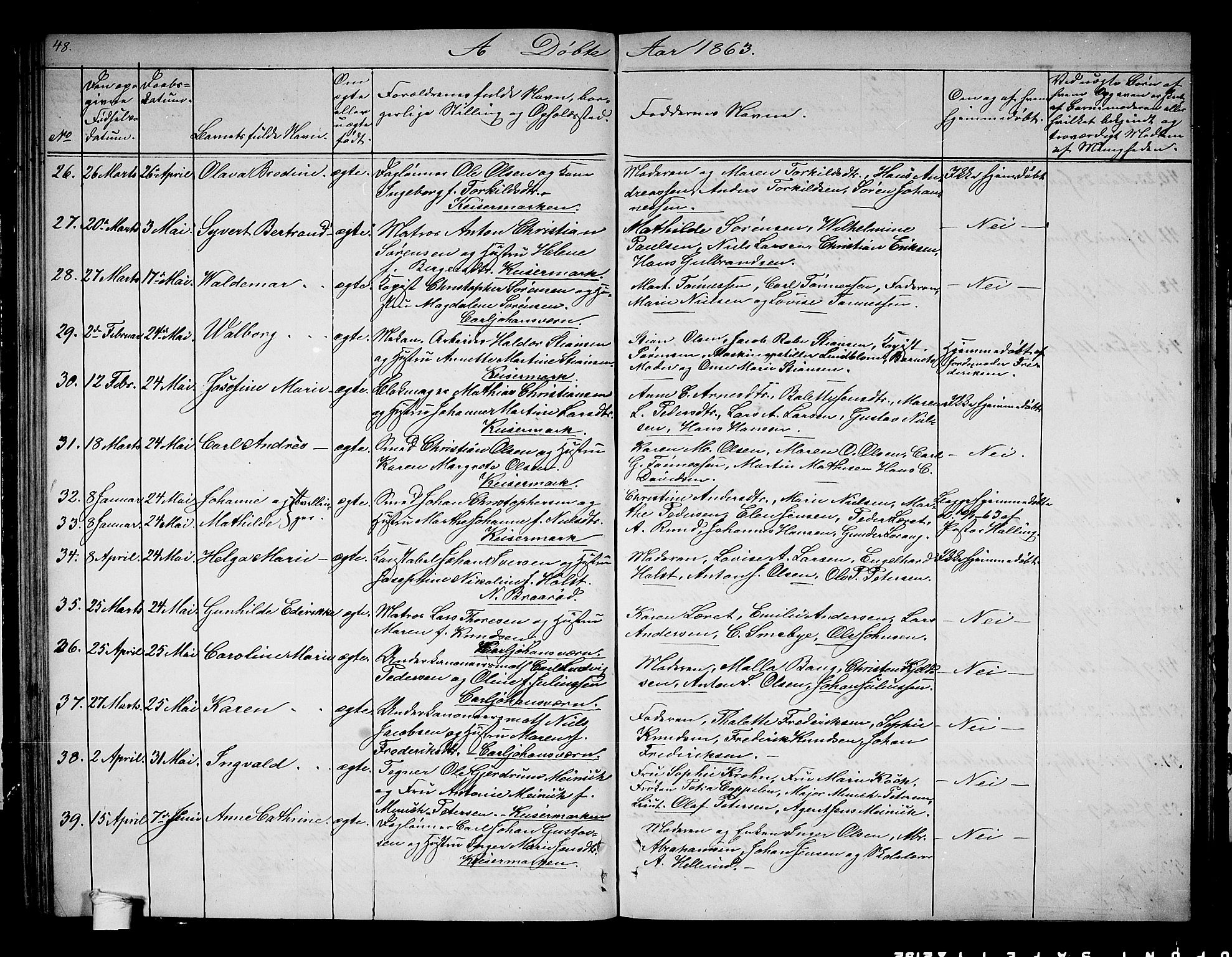 Horten kirkebøker, AV/SAKO-A-348/G/Ga/L0001: Parish register (copy) no. 1, 1855-1863, p. 48