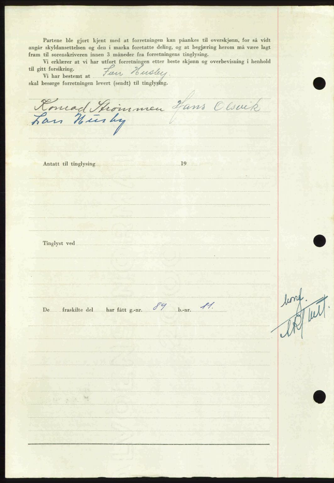 Nordmøre sorenskriveri, AV/SAT-A-4132/1/2/2Ca: Mortgage book no. A112, 1949-1949, Diary no: : 2604/1949