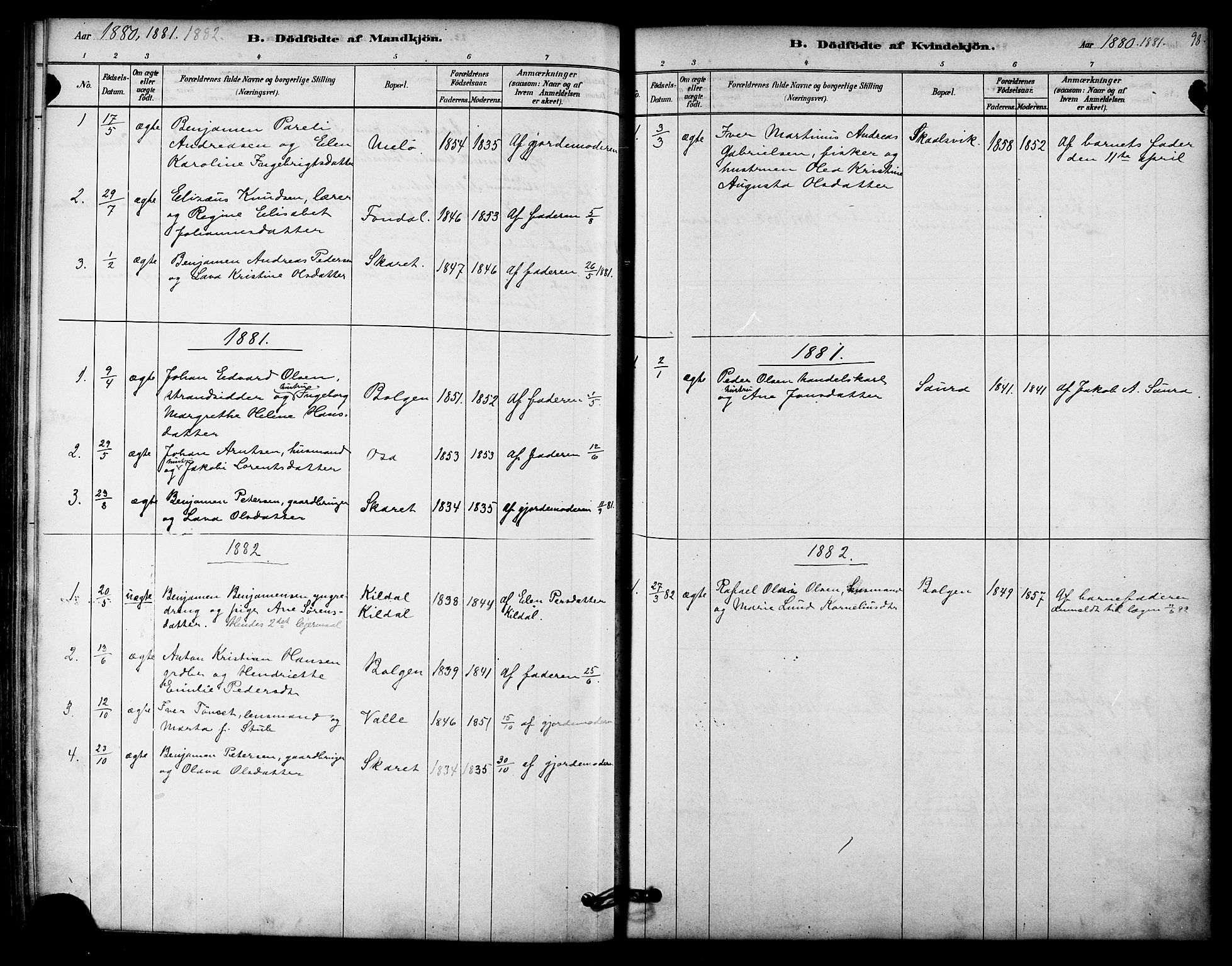 Ministerialprotokoller, klokkerbøker og fødselsregistre - Nordland, SAT/A-1459/843/L0626: Parish register (official) no. 843A01, 1878-1907, p. 98