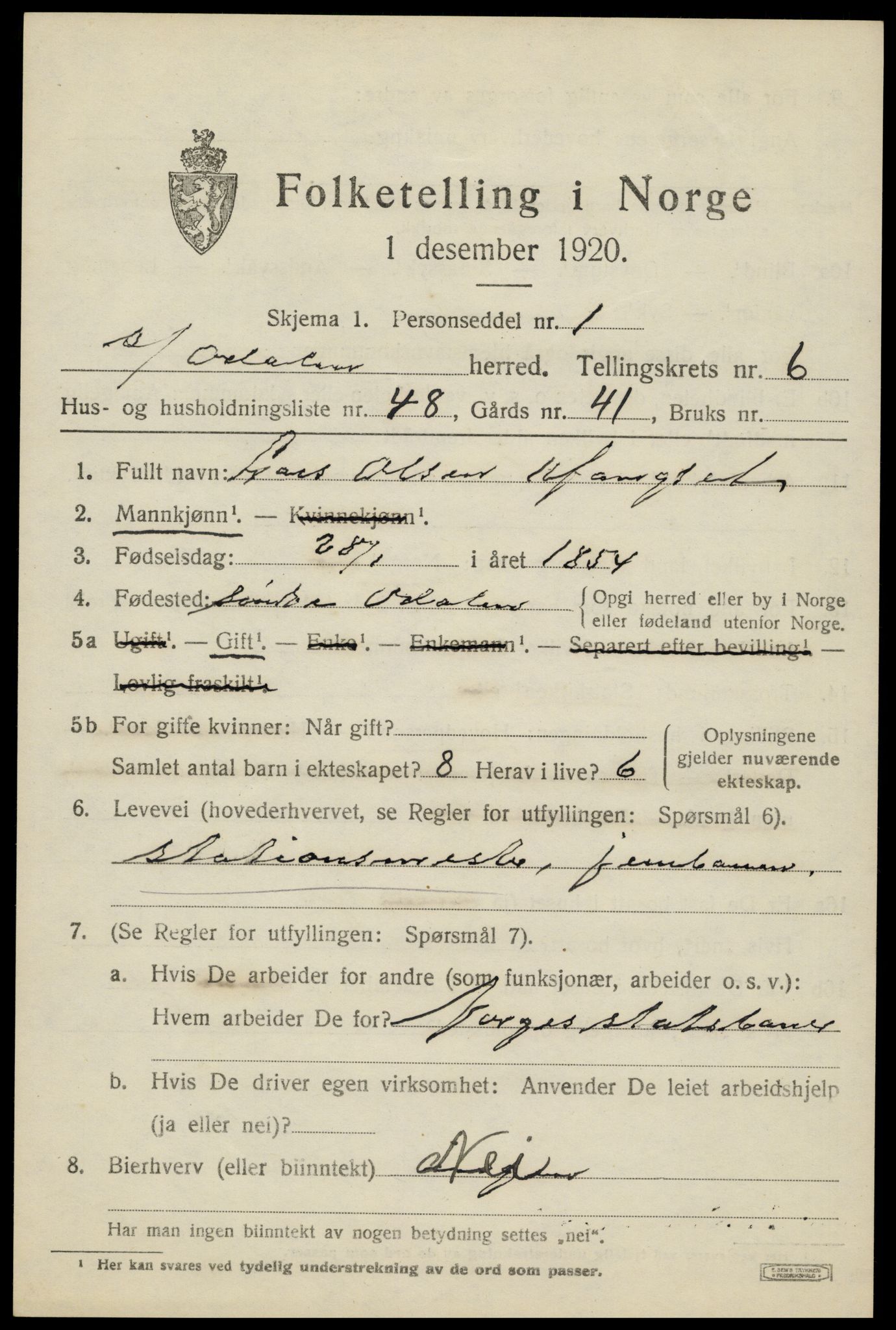 SAH, 1920 census for Sør-Odal, 1920, p. 7339