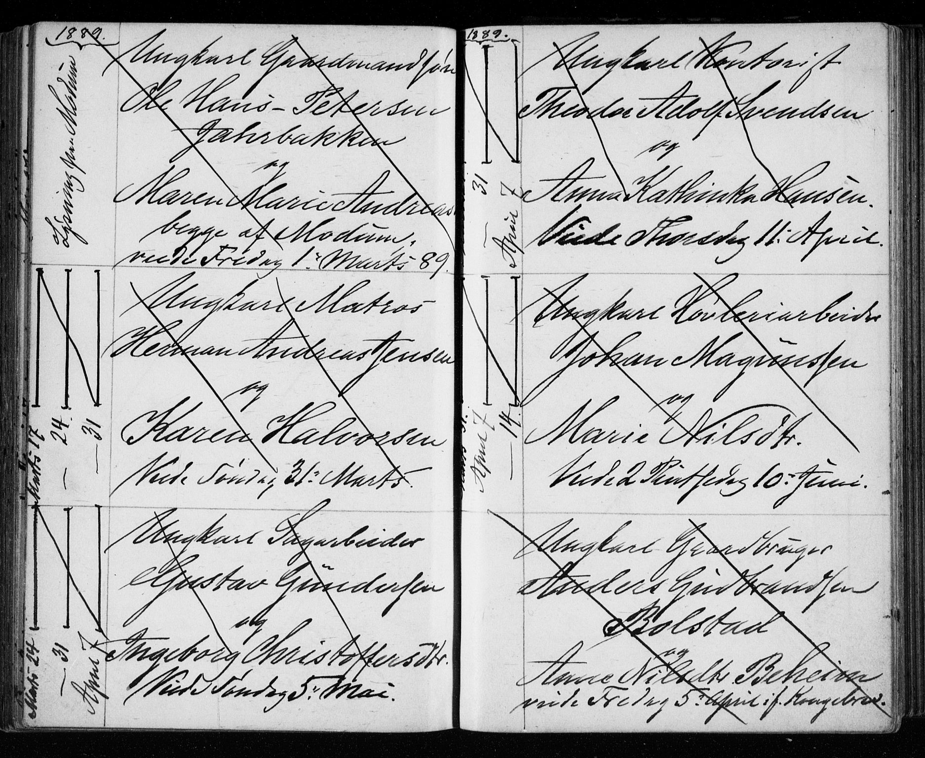 Bragernes kirkebøker, AV/SAKO-A-6/H/Ha/L0006: Banns register no. 6, 1873-1896