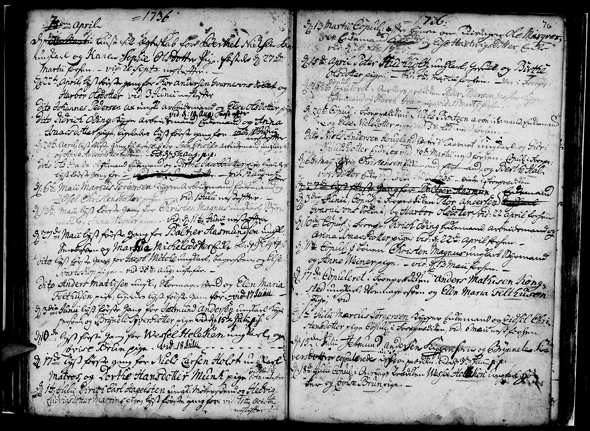 Nykirken Sokneprestembete, AV/SAB-A-77101/H/Haa/L0007: Parish register (official) no. A 7, 1719-1781, p. 76