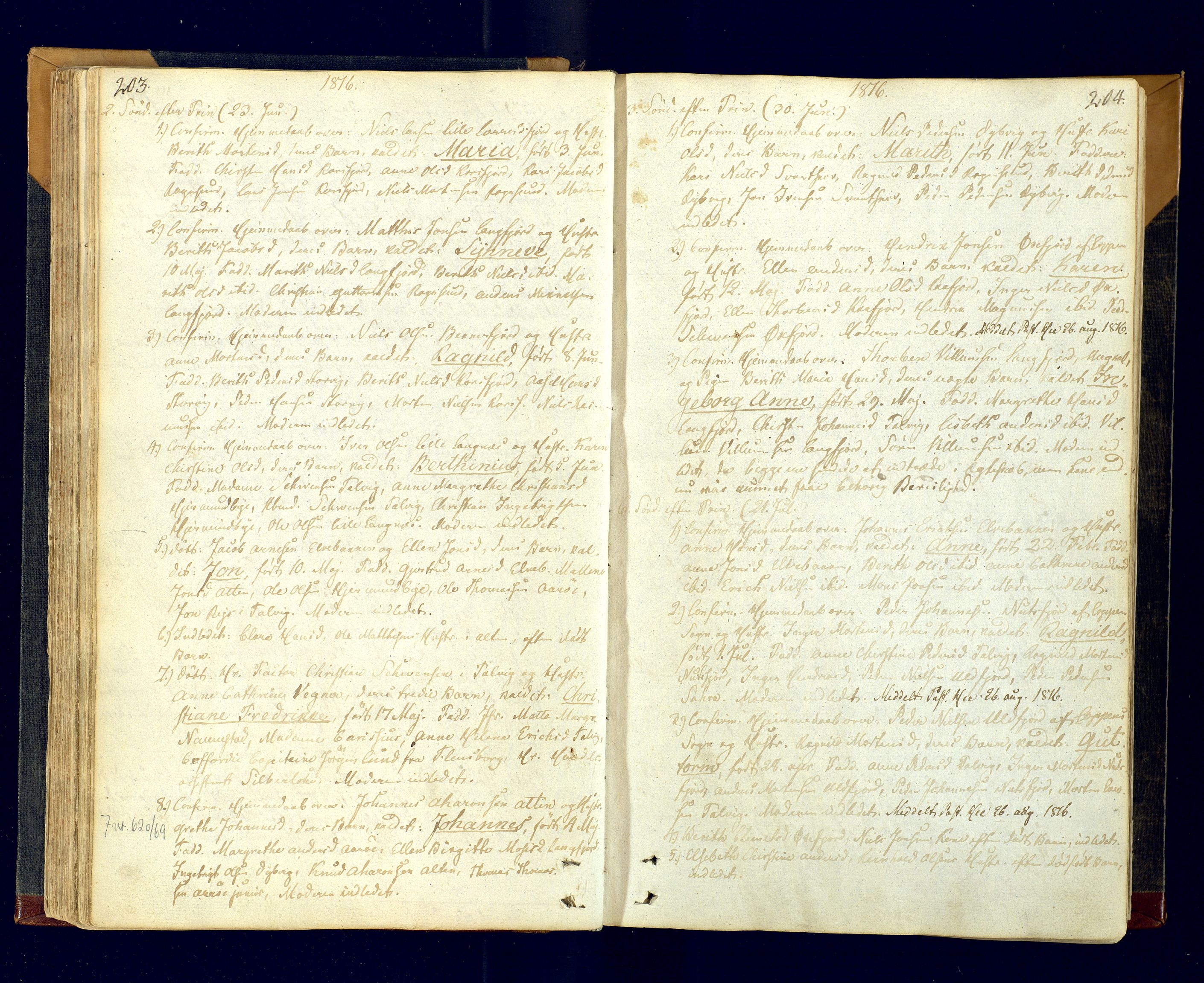 Talvik sokneprestkontor, AV/SATØ-S-1337/H/Ha/L0007kirke: Parish register (official) no. 7, 1813-1821, p. 203-204
