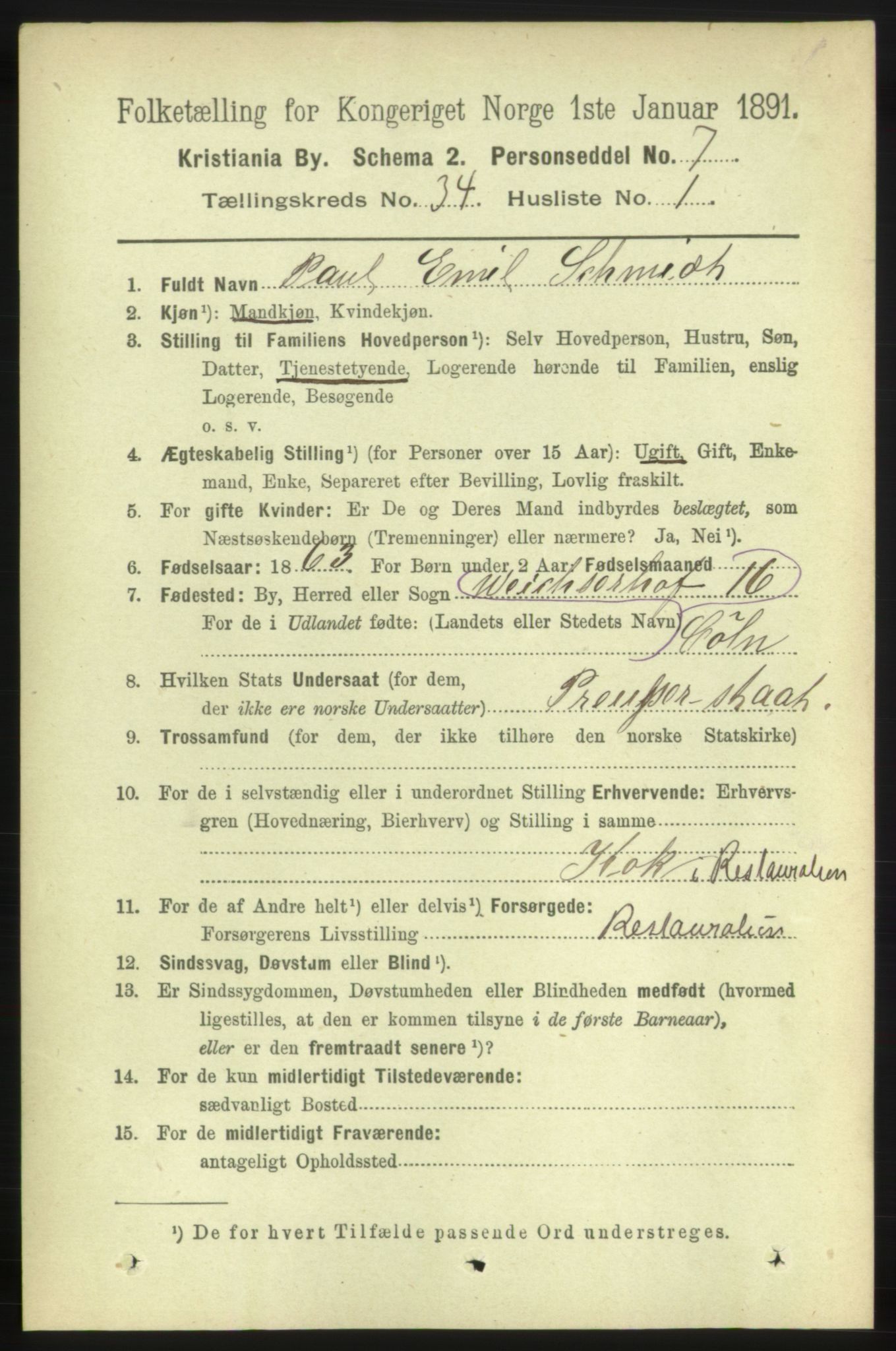 RA, 1891 census for 0301 Kristiania, 1891, p. 18364