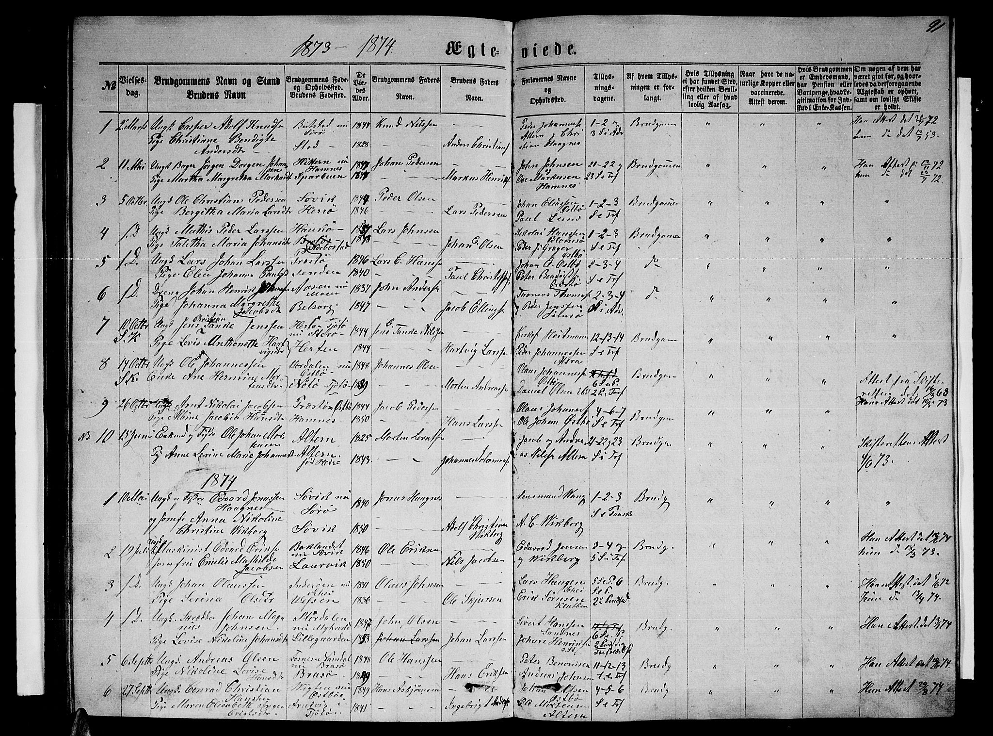 Ministerialprotokoller, klokkerbøker og fødselsregistre - Nordland, SAT/A-1459/830/L0461: Parish register (copy) no. 830C03, 1866-1881, p. 91