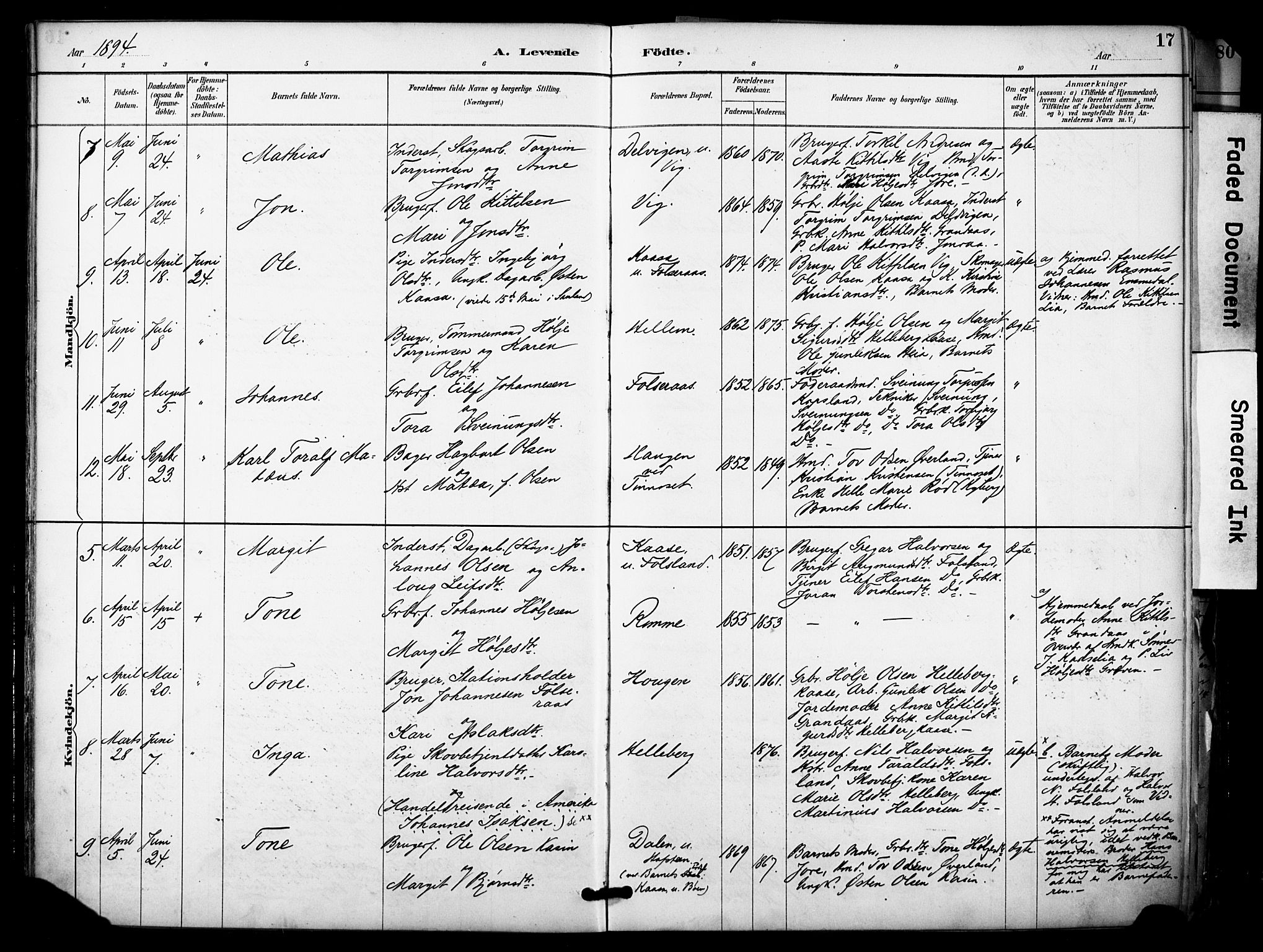 Gransherad kirkebøker, SAKO/A-267/F/Fa/L0005: Parish register (official) no. I 5, 1887-1916, p. 17