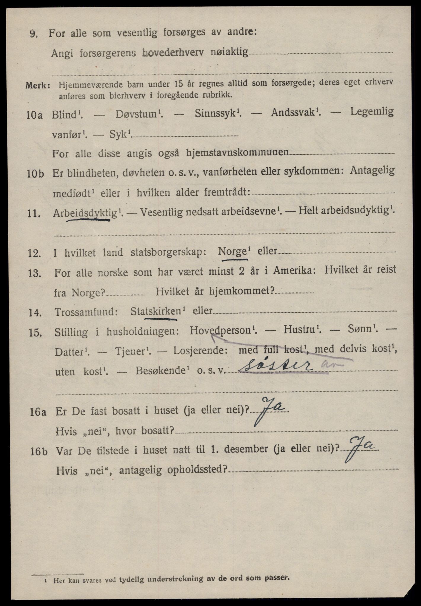 SAT, 1920 census for Straumsnes, 1920, p. 2020