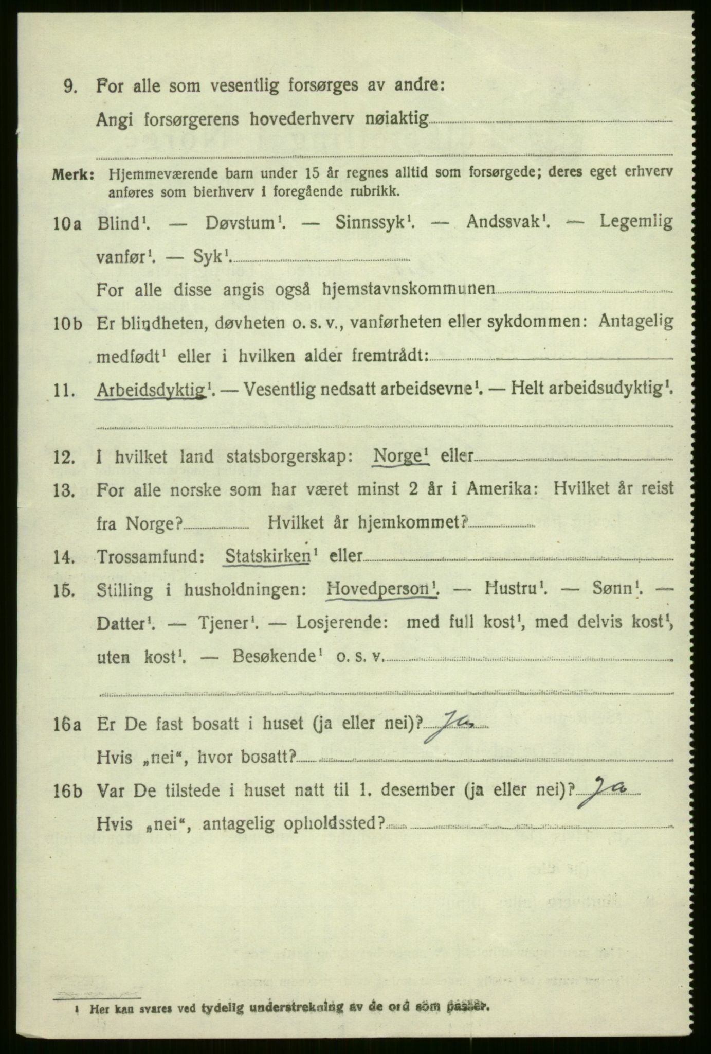 SAB, 1920 census for Voss, 1920, p. 2810