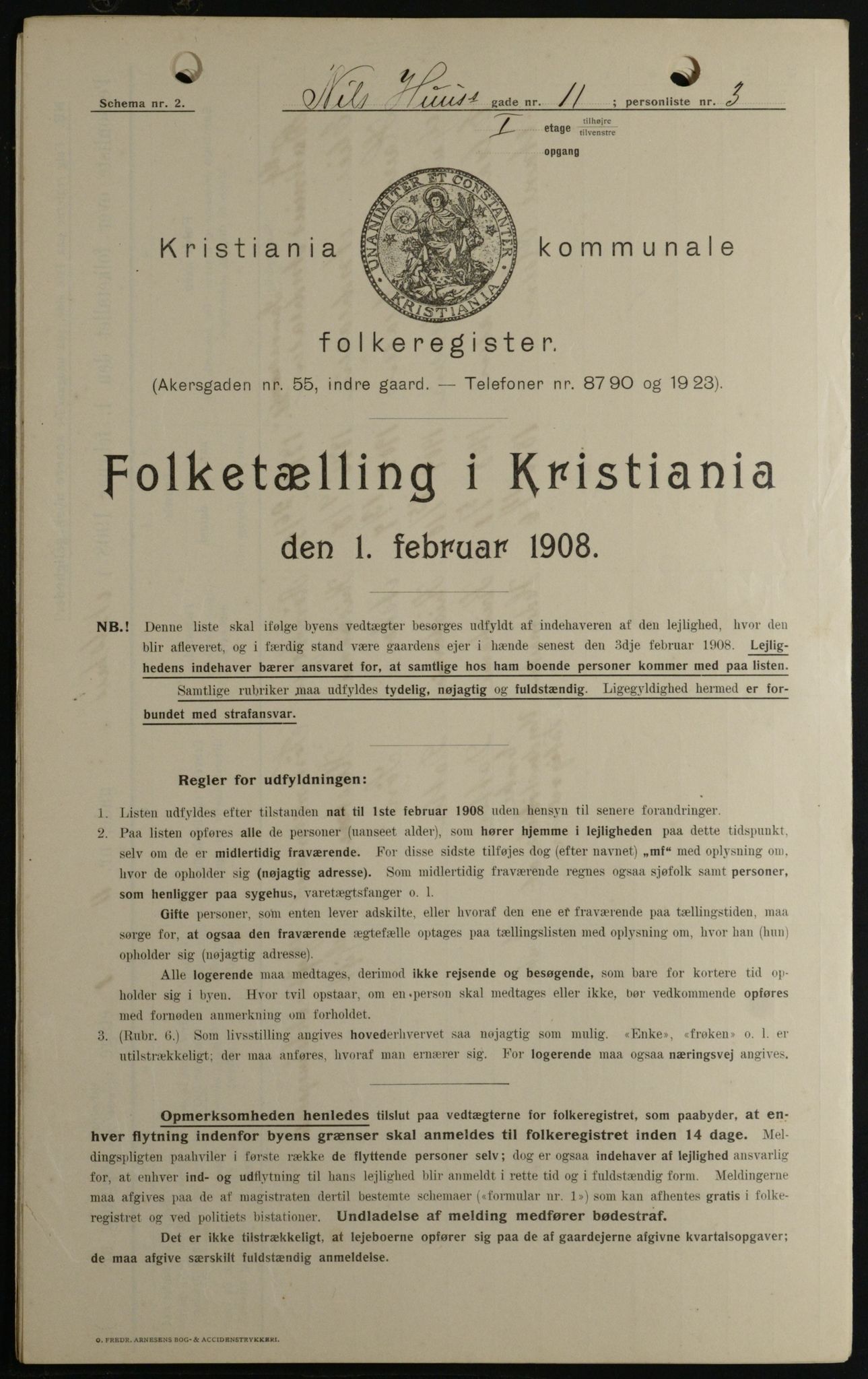 OBA, Municipal Census 1908 for Kristiania, 1908, p. 63676