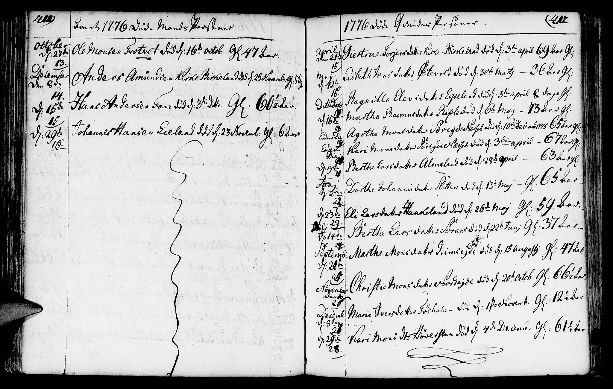 Fana Sokneprestembete, AV/SAB-A-75101/H/Haa/Haaa/L0005: Parish register (official) no. A 5, 1773-1799, p. 411-412