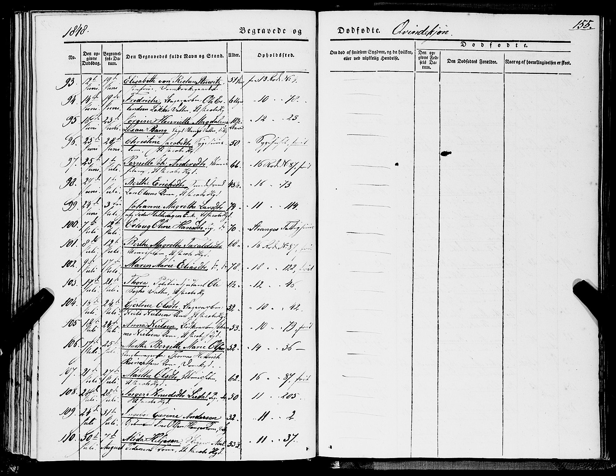 Domkirken sokneprestembete, SAB/A-74801/H/Haa/L0040: Parish register (official) no. E 1, 1841-1853, p. 155