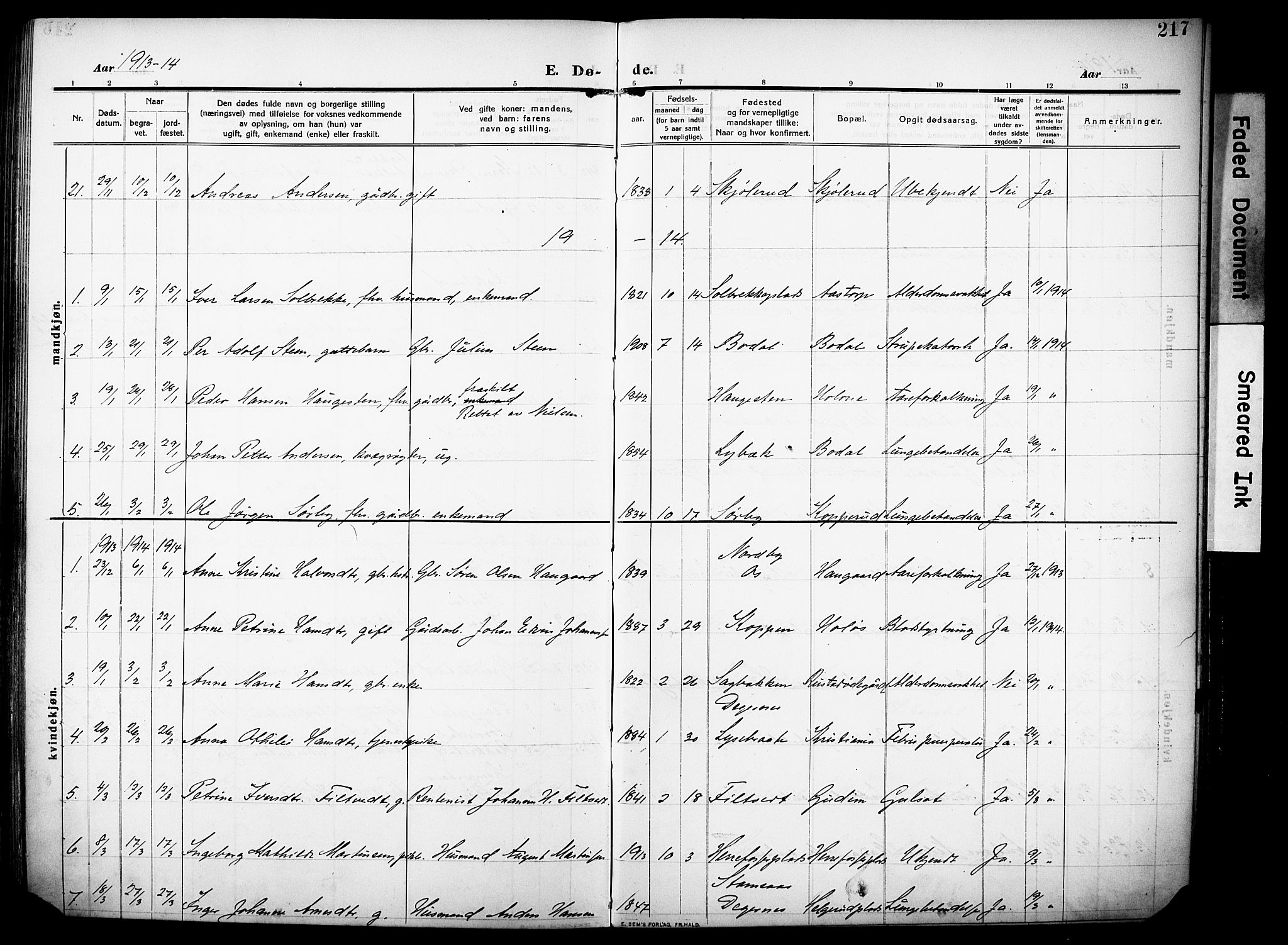 Rakkestad prestekontor Kirkebøker, AV/SAO-A-2008/F/Fa/L0015: Parish register (official) no. I 15, 1909-1922, p. 217