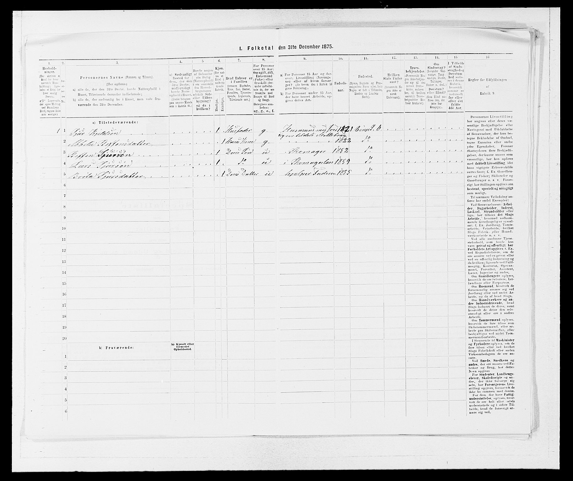 SAB, 1875 census for 1236P Vossestrand, 1875, p. 336