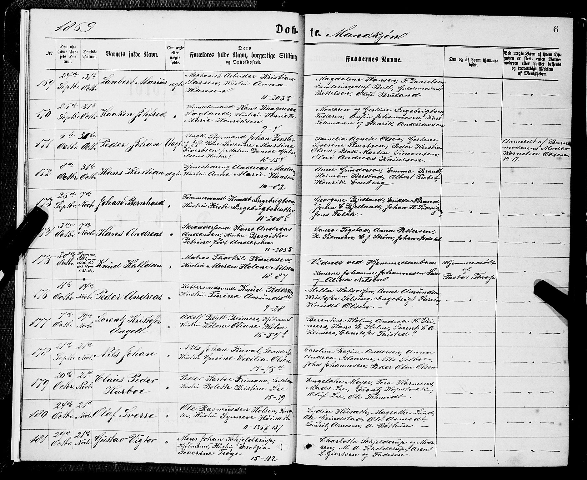 Domkirken sokneprestembete, SAB/A-74801/H/Hab/L0013: Parish register (copy) no. B 6, 1869-1876, p. 6