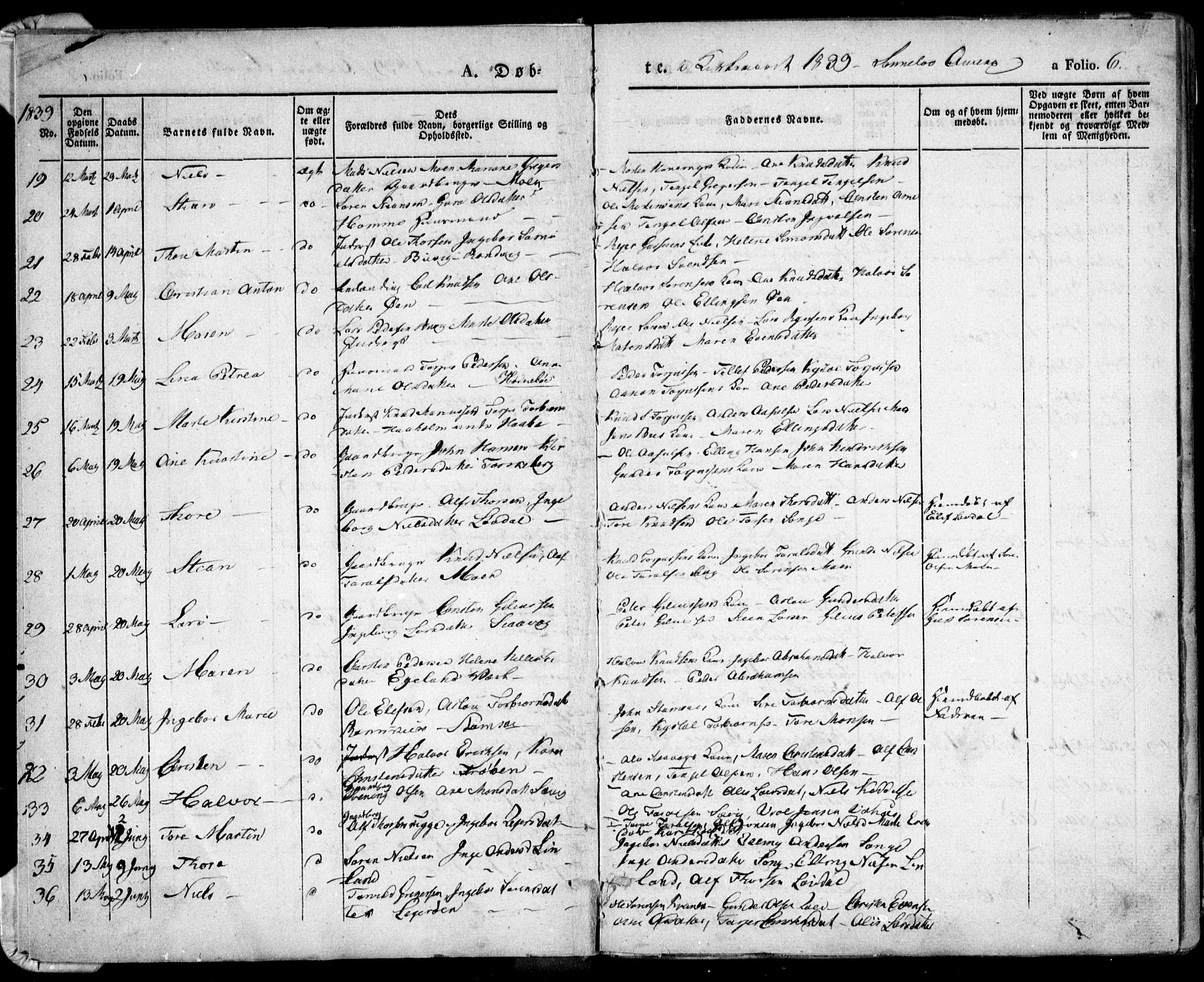 Søndeled sokneprestkontor, AV/SAK-1111-0038/F/Fa/L0002: Parish register (official) no. A 2, 1839-1860, p. 6