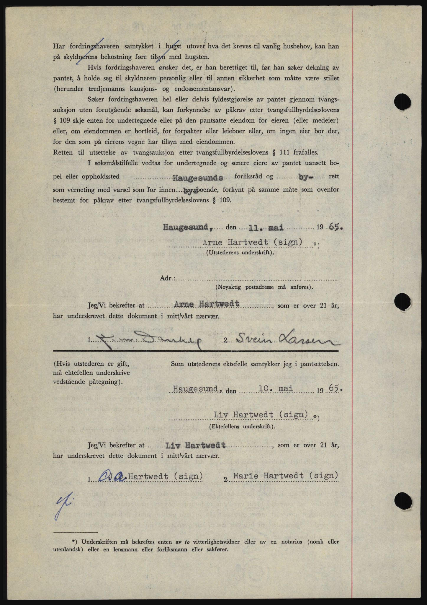 Haugesund tingrett, SAST/A-101415/01/II/IIC/L0053: Mortgage book no. B 53, 1965-1965, Diary no: : 1344/1965