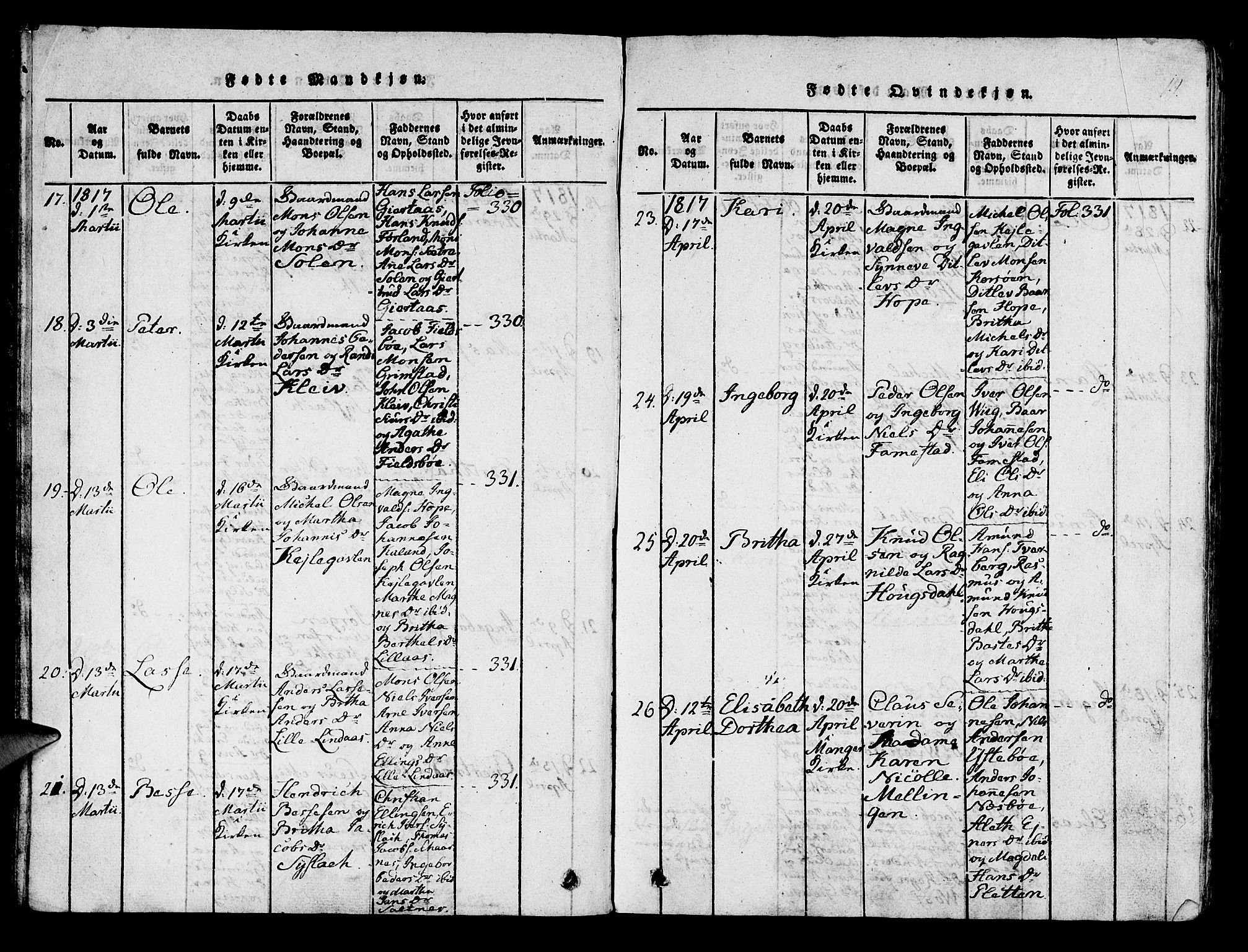 Lindås Sokneprestembete, AV/SAB-A-76701/H/Haa/Haaa/L0007: Parish register (official) no. A 7, 1816-1823, p. 19