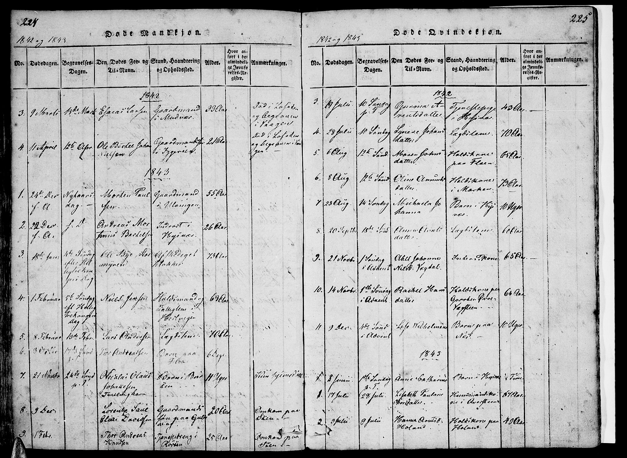Ministerialprotokoller, klokkerbøker og fødselsregistre - Nordland, SAT/A-1459/816/L0239: Parish register (official) no. 816A05, 1820-1845, p. 224-225