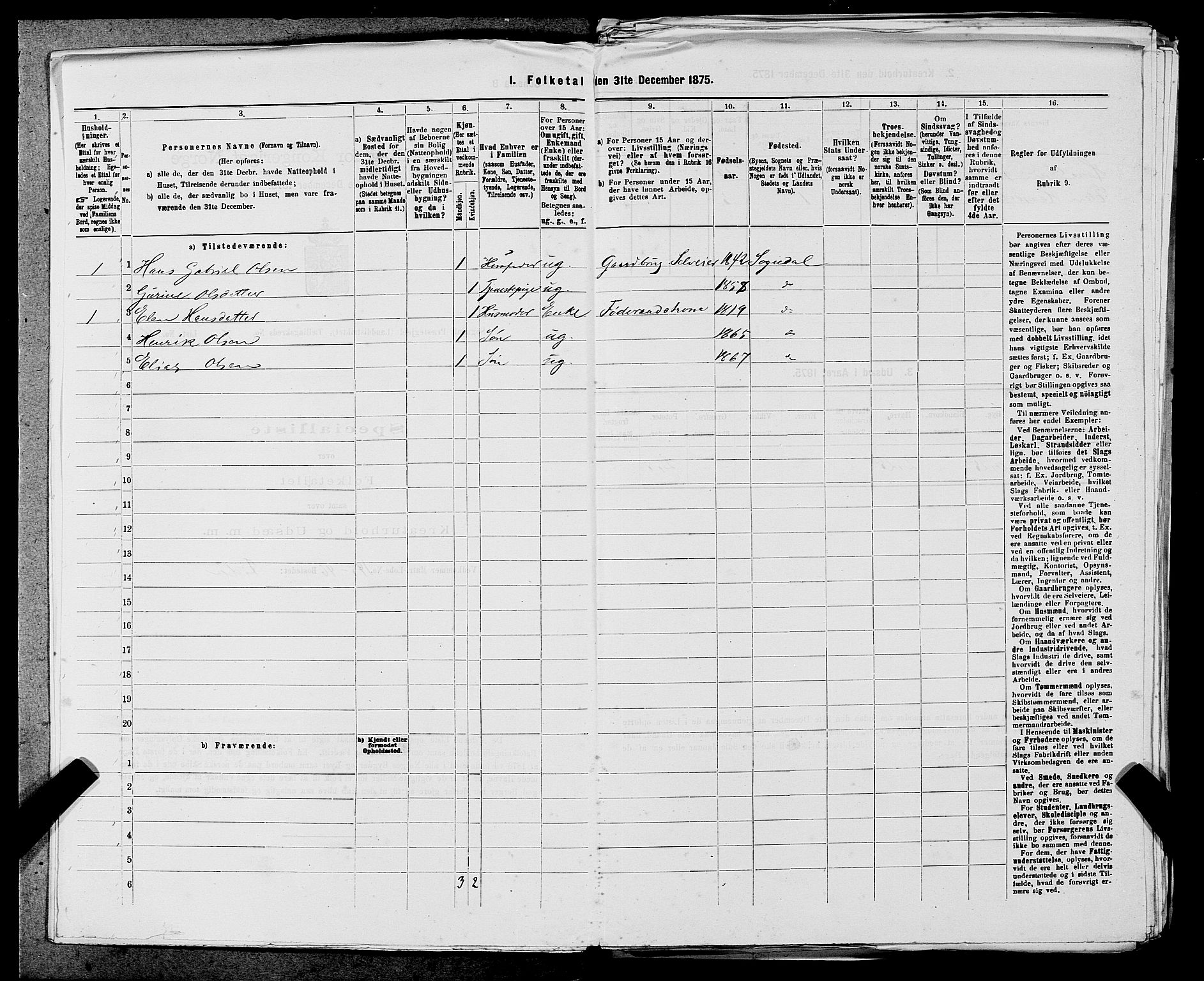 SAST, 1875 census for 1111L Sokndal/Sokndal, 1875, p. 571