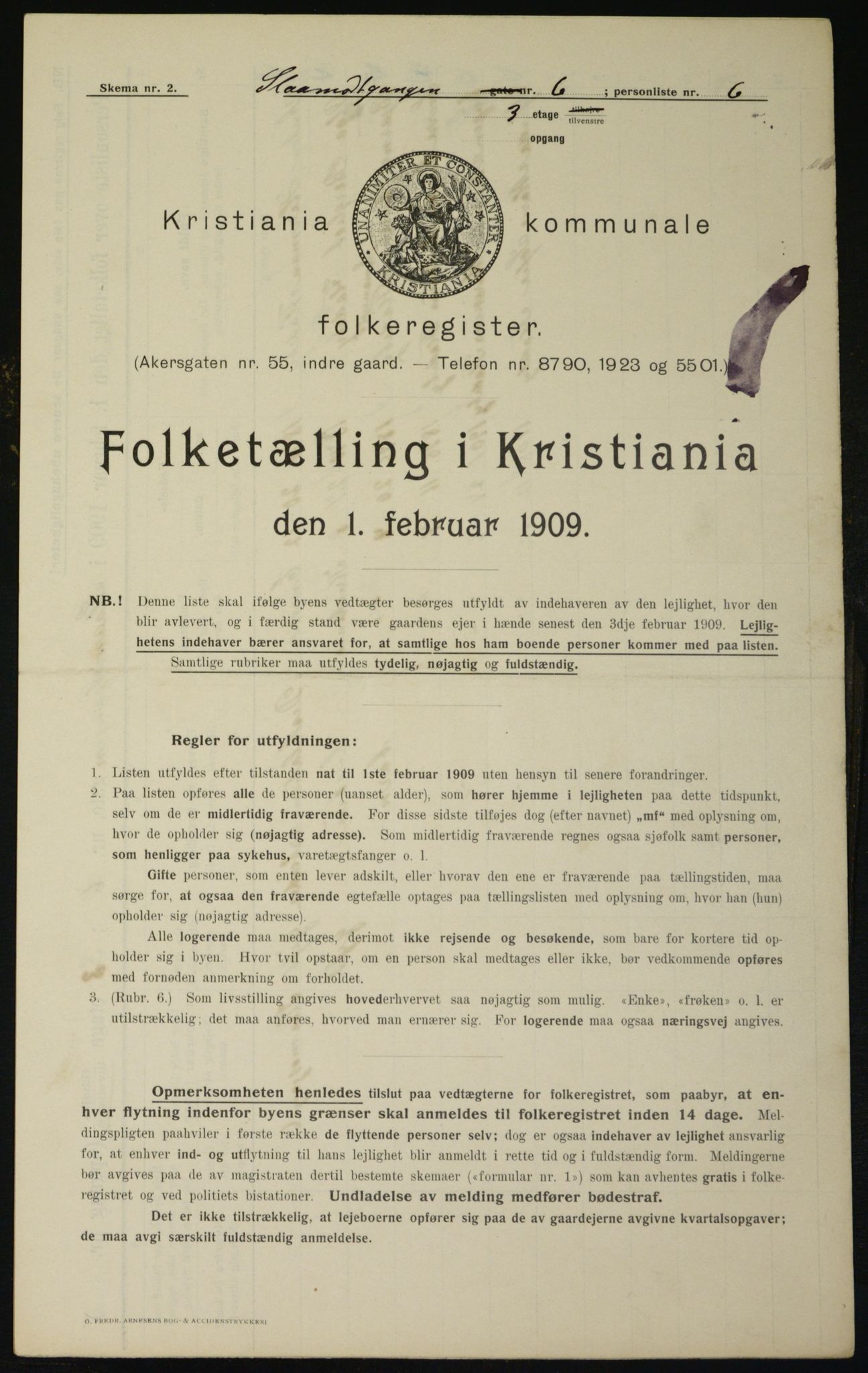 OBA, Municipal Census 1909 for Kristiania, 1909, p. 87929