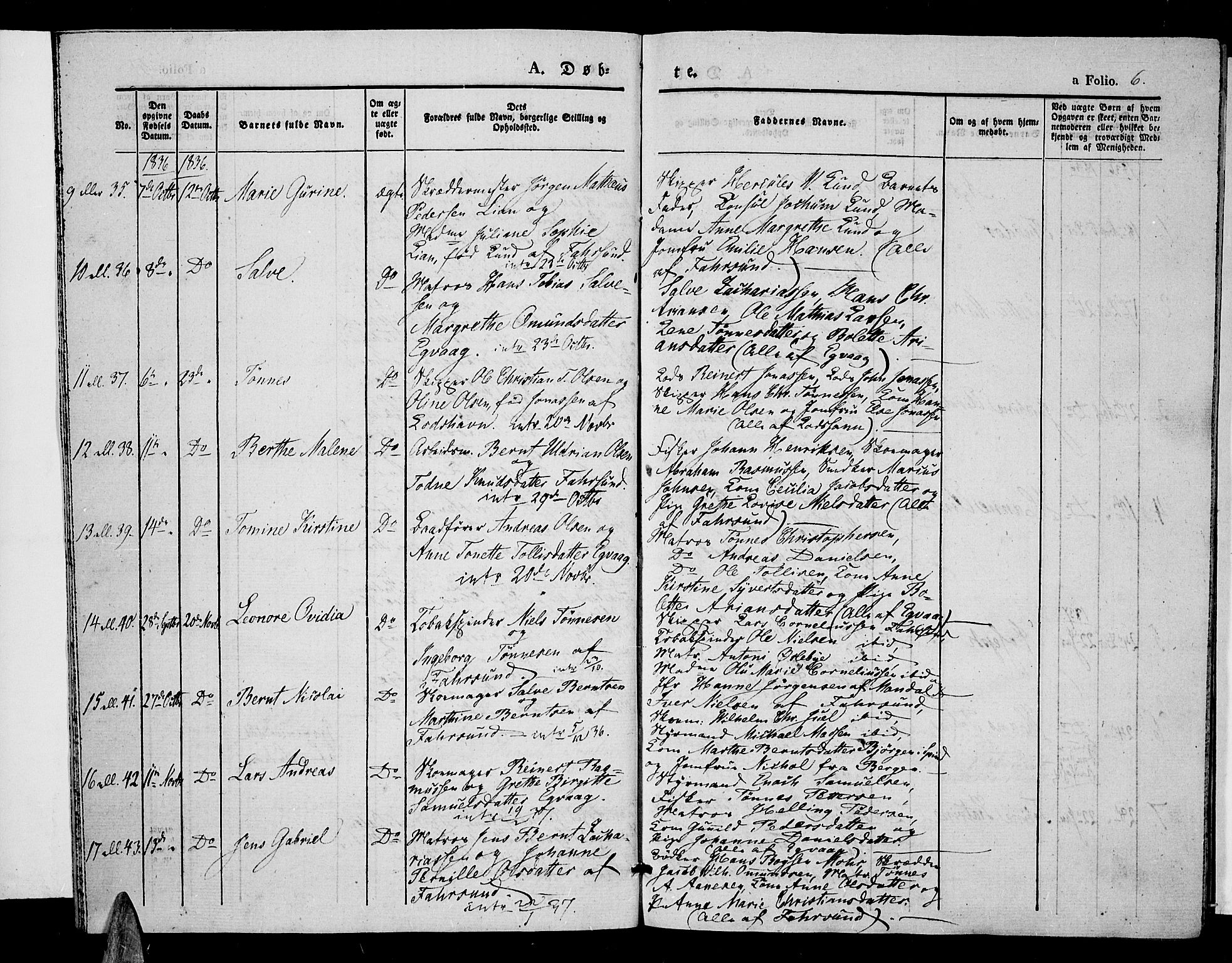 Farsund sokneprestkontor, AV/SAK-1111-0009/F/Fa/L0003: Parish register (official) no. A 3, 1836-1846, p. 6