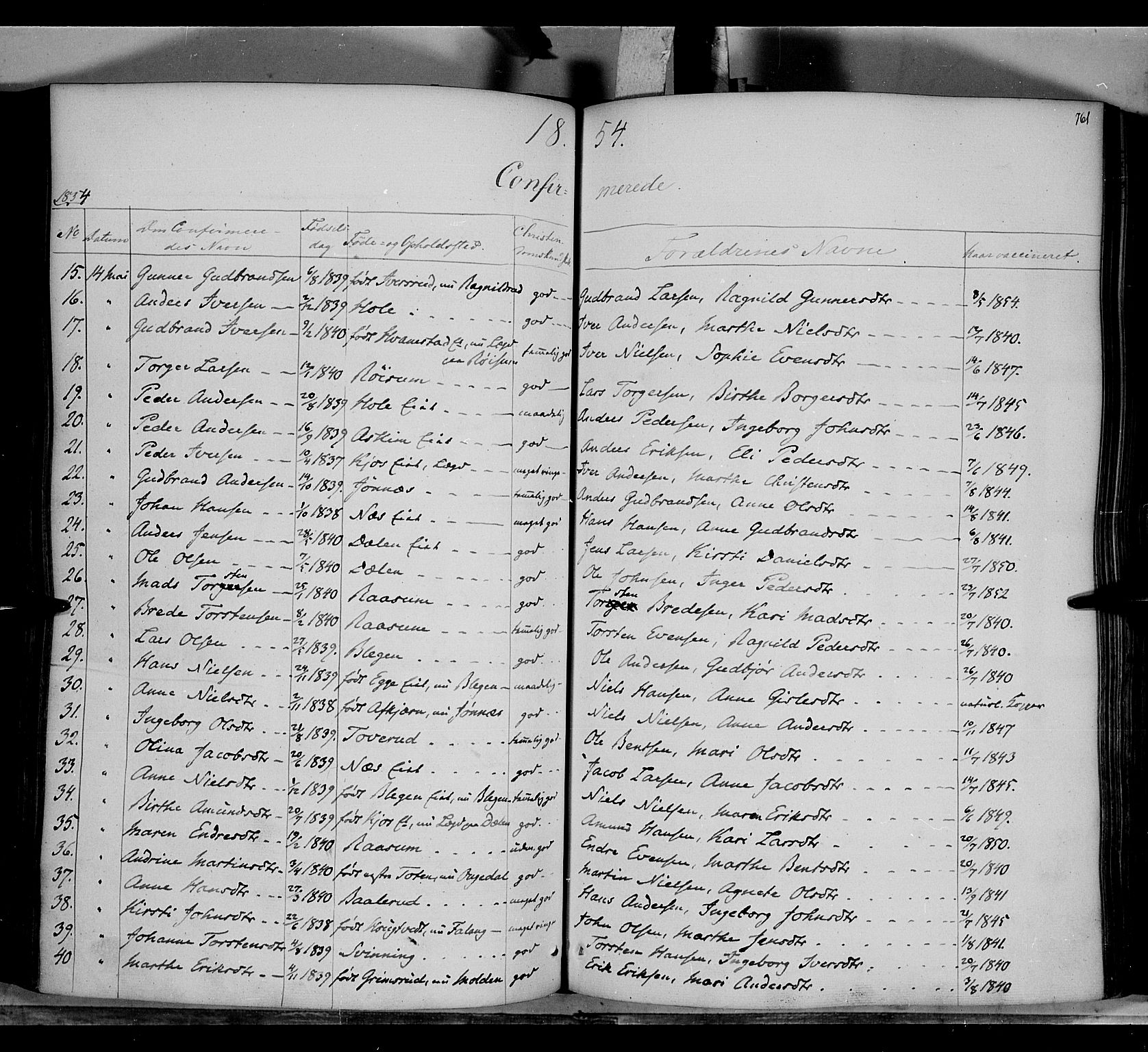 Gran prestekontor, AV/SAH-PREST-112/H/Ha/Haa/L0011: Parish register (official) no. 11, 1842-1856, p. 760-761