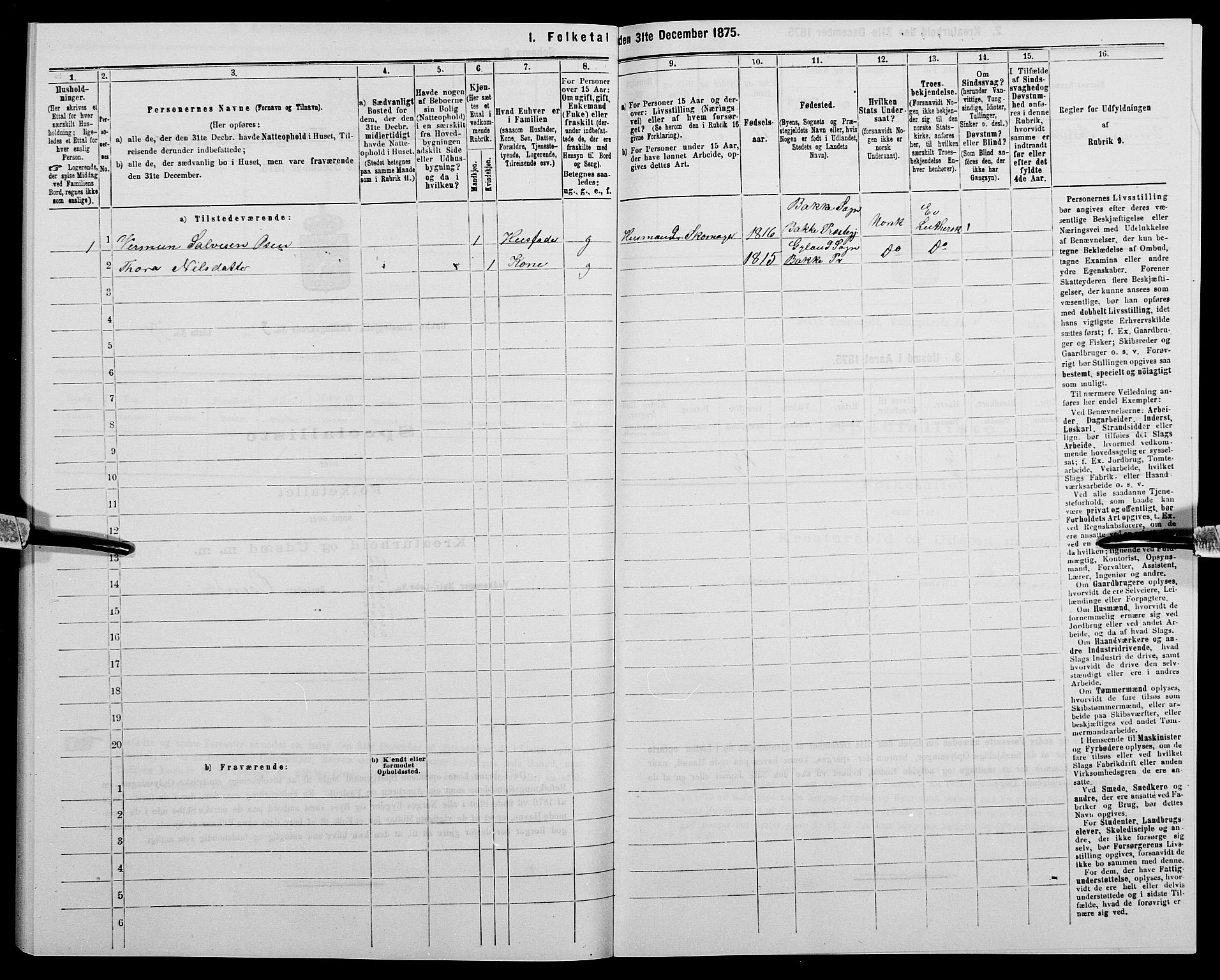 SAK, 1875 census for 1045P Bakke, 1875, p. 375