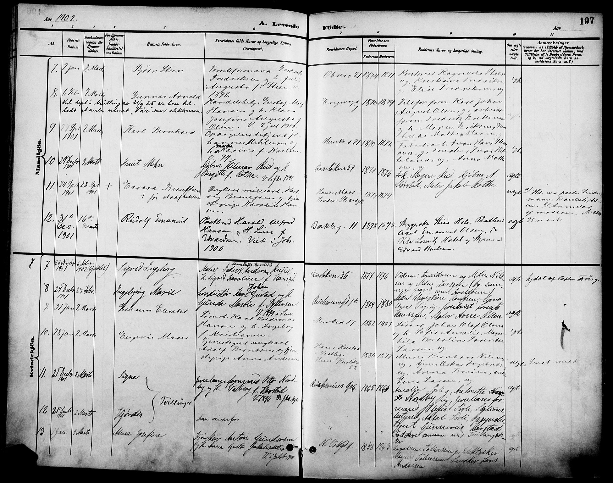 Johannes prestekontor Kirkebøker, AV/SAO-A-10852/F/Fa/L0007: Parish register (official) no. 7, 1896-1905, p. 197