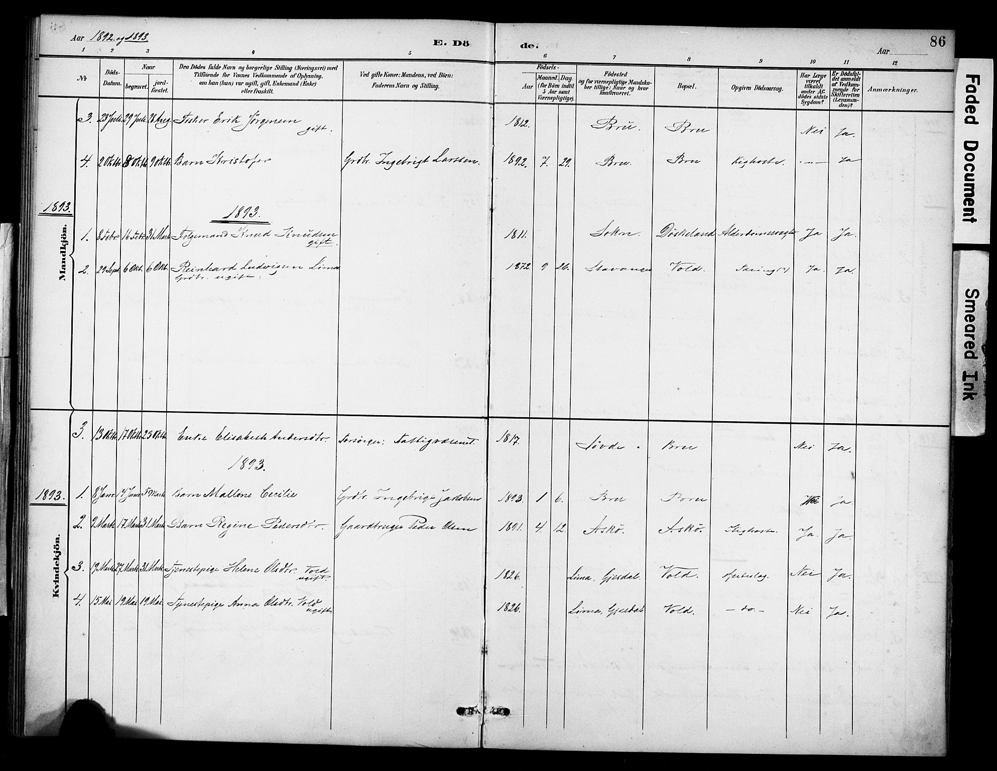 Rennesøy sokneprestkontor, AV/SAST-A -101827/H/Ha/Haa/L0015: Parish register (official) no. A 15, 1891-1908, p. 86