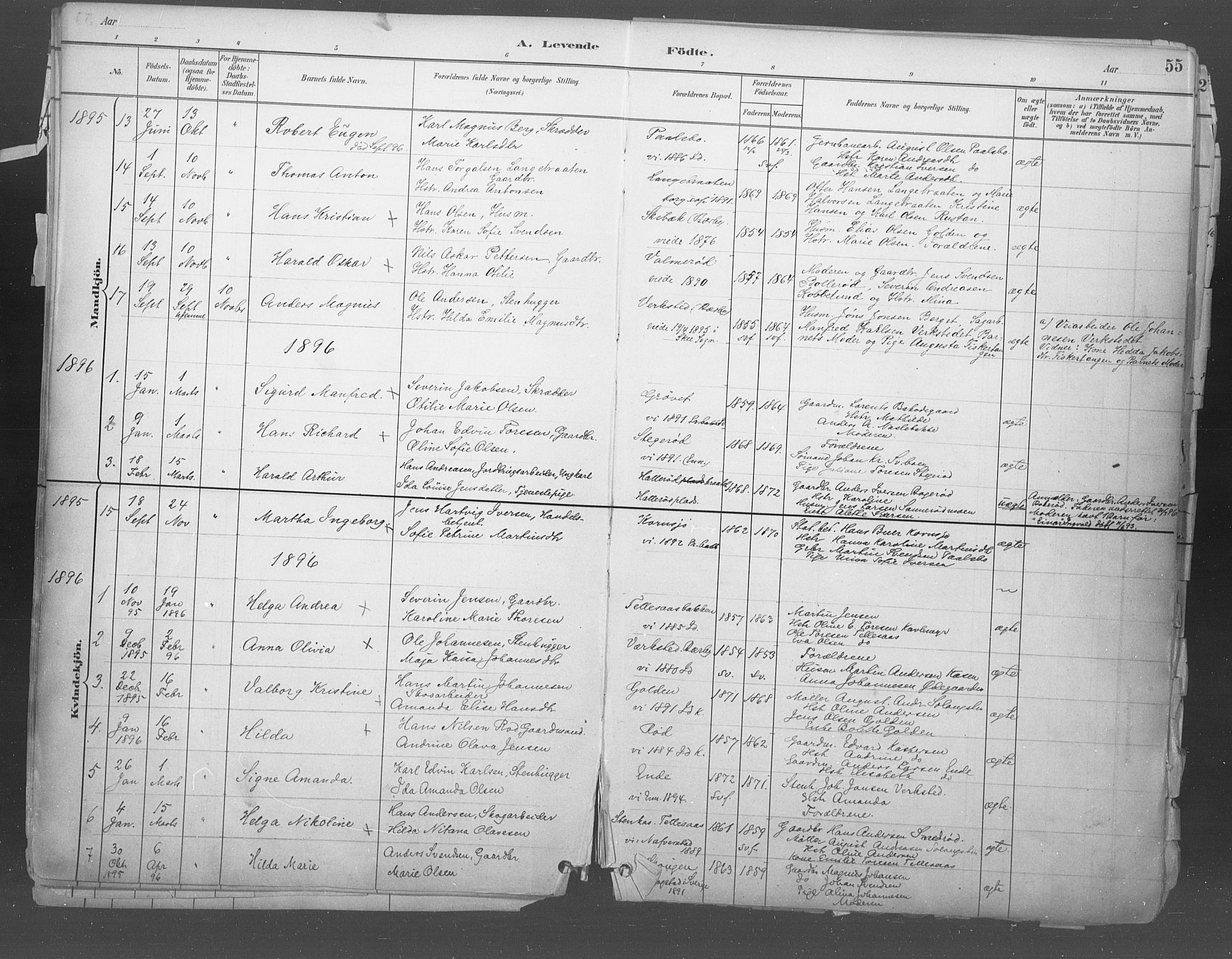 Idd prestekontor Kirkebøker, SAO/A-10911/F/Fb/L0002: Parish register (official) no. II 2, 1882-1923, p. 55