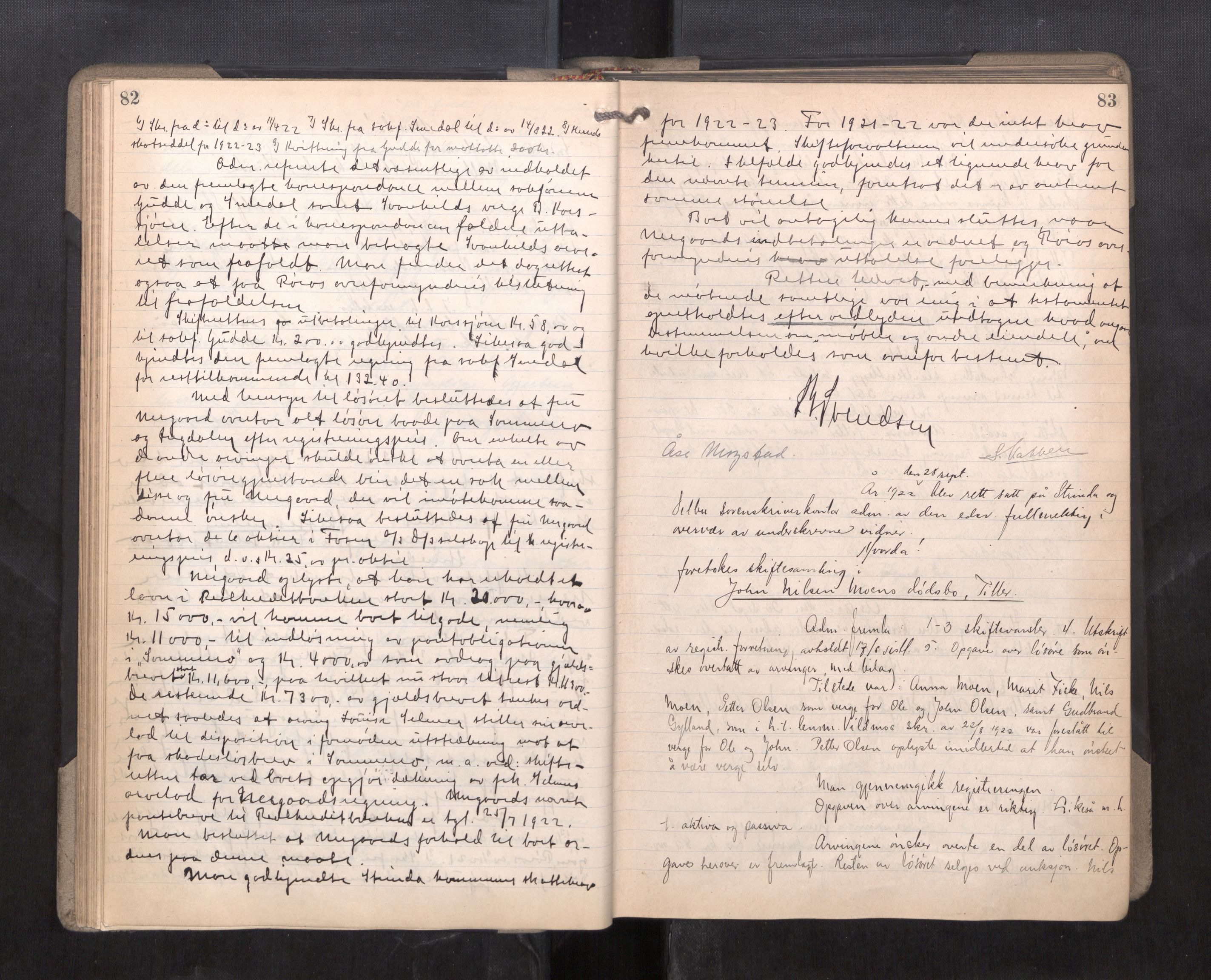 Strinda og Selbu sorenskriveri, AV/SAT-A-0015/3/3B/L0014: Skifteforhandlingsprot. 14, 1922-1924, p. 82-83