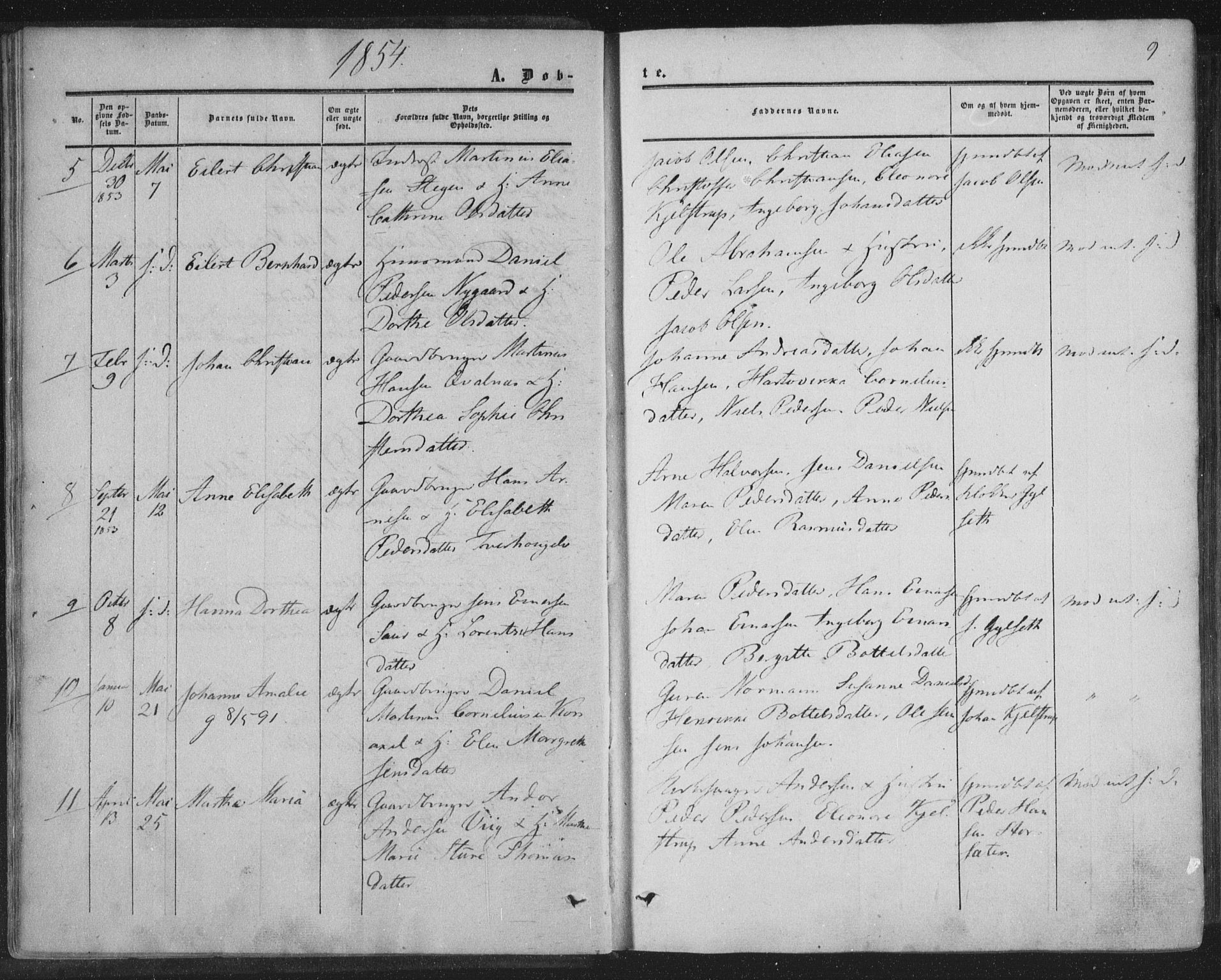 Ministerialprotokoller, klokkerbøker og fødselsregistre - Nordland, AV/SAT-A-1459/855/L0800: Parish register (official) no. 855A08, 1852-1864, p. 9