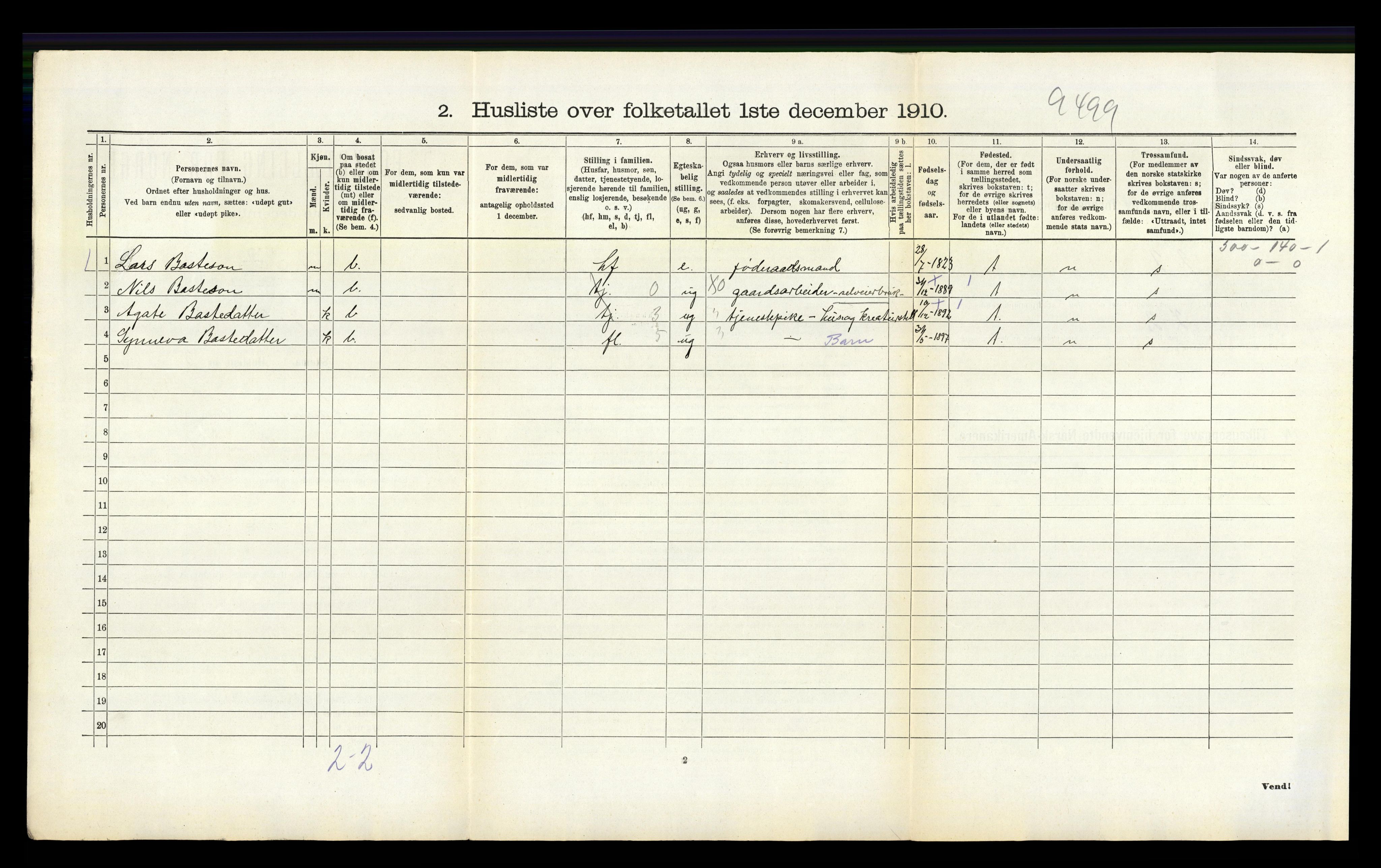 RA, 1910 census for Hamre, 1910, p. 443