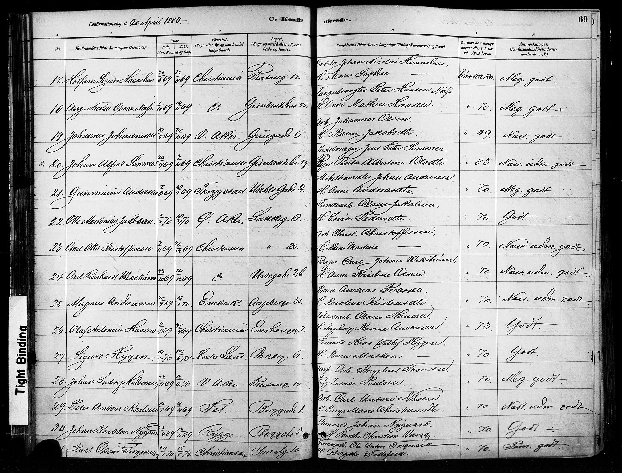 Grønland prestekontor Kirkebøker, AV/SAO-A-10848/F/Fa/L0008: Parish register (official) no. 8, 1881-1893, p. 69