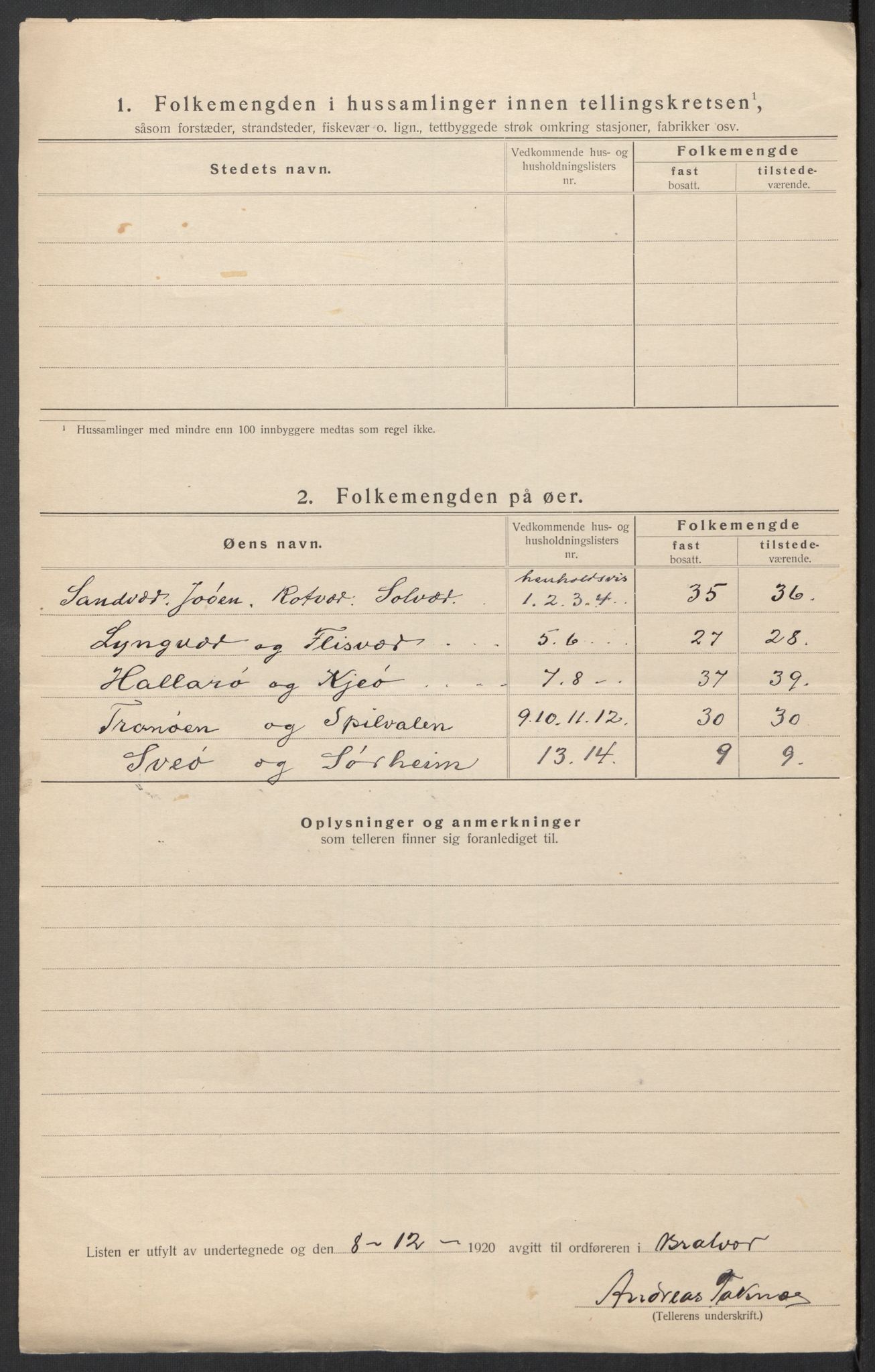 SAT, 1920 census for Brattvær, 1920, p. 10