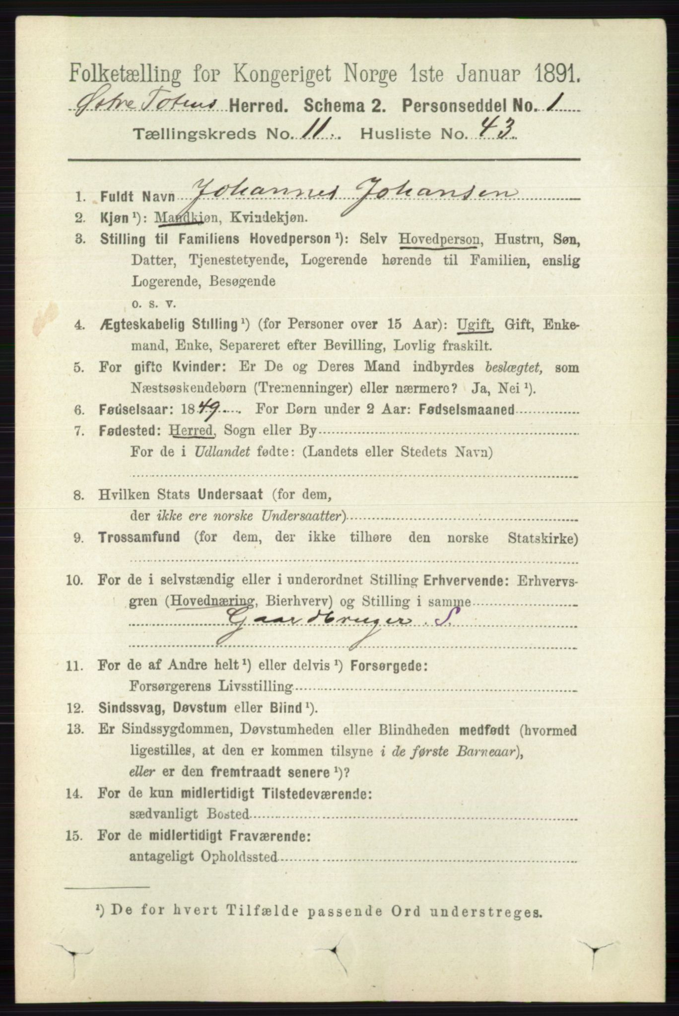 RA, 1891 census for 0528 Østre Toten, 1891, p. 7175