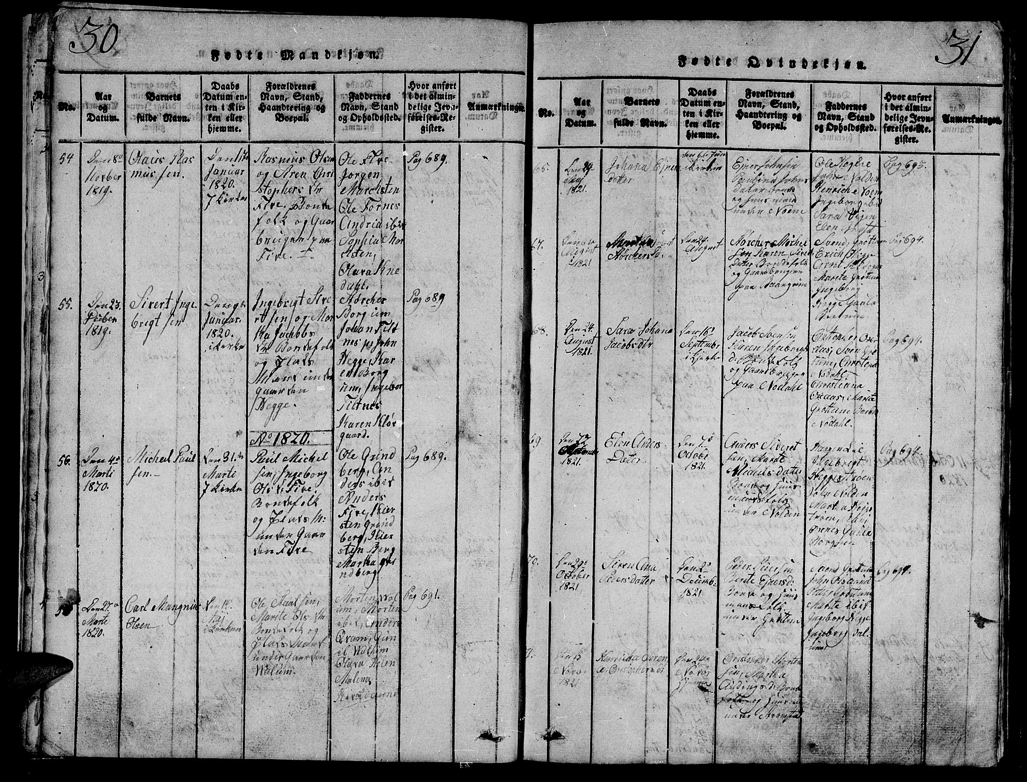 Ministerialprotokoller, klokkerbøker og fødselsregistre - Nord-Trøndelag, SAT/A-1458/747/L0459: Parish register (copy) no. 747C01, 1816-1842, p. 30-31
