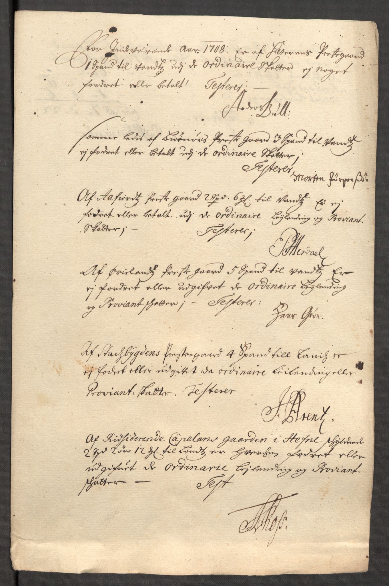 Rentekammeret inntil 1814, Reviderte regnskaper, Fogderegnskap, RA/EA-4092/R57/L3858: Fogderegnskap Fosen, 1708-1709, p. 151