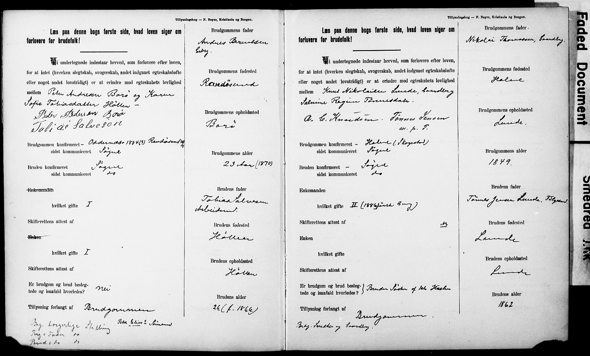 Ullensaker prestekontor Kirkebøker, AV/SAO-A-10236a/H/Ha/L0001: Banns register no. 1, 1892-1910