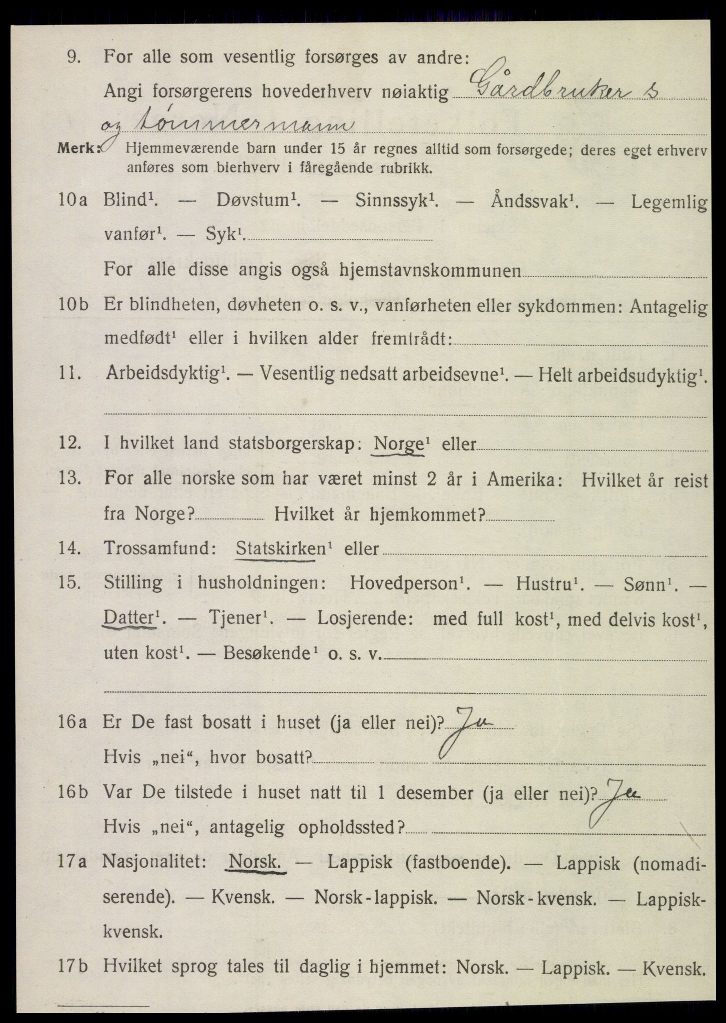 SAT, 1920 census for Vefsn, 1920, p. 6882