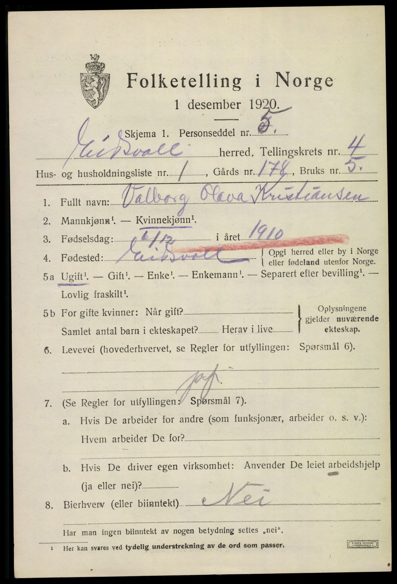 SAO, 1920 census for Eidsvoll, 1920, p. 9069