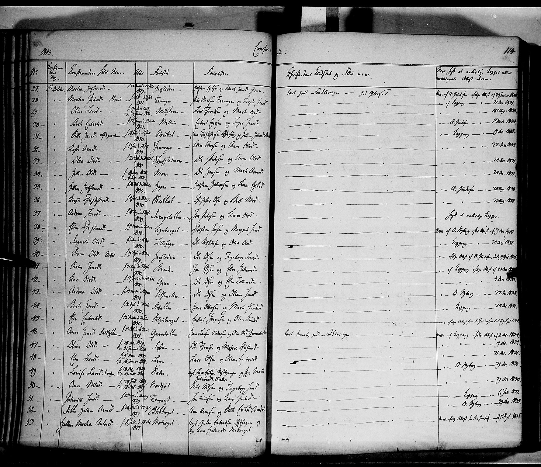 Elverum prestekontor, AV/SAH-PREST-044/H/Ha/Haa/L0009: Parish register (official) no. 9, 1843-1856, p. 114